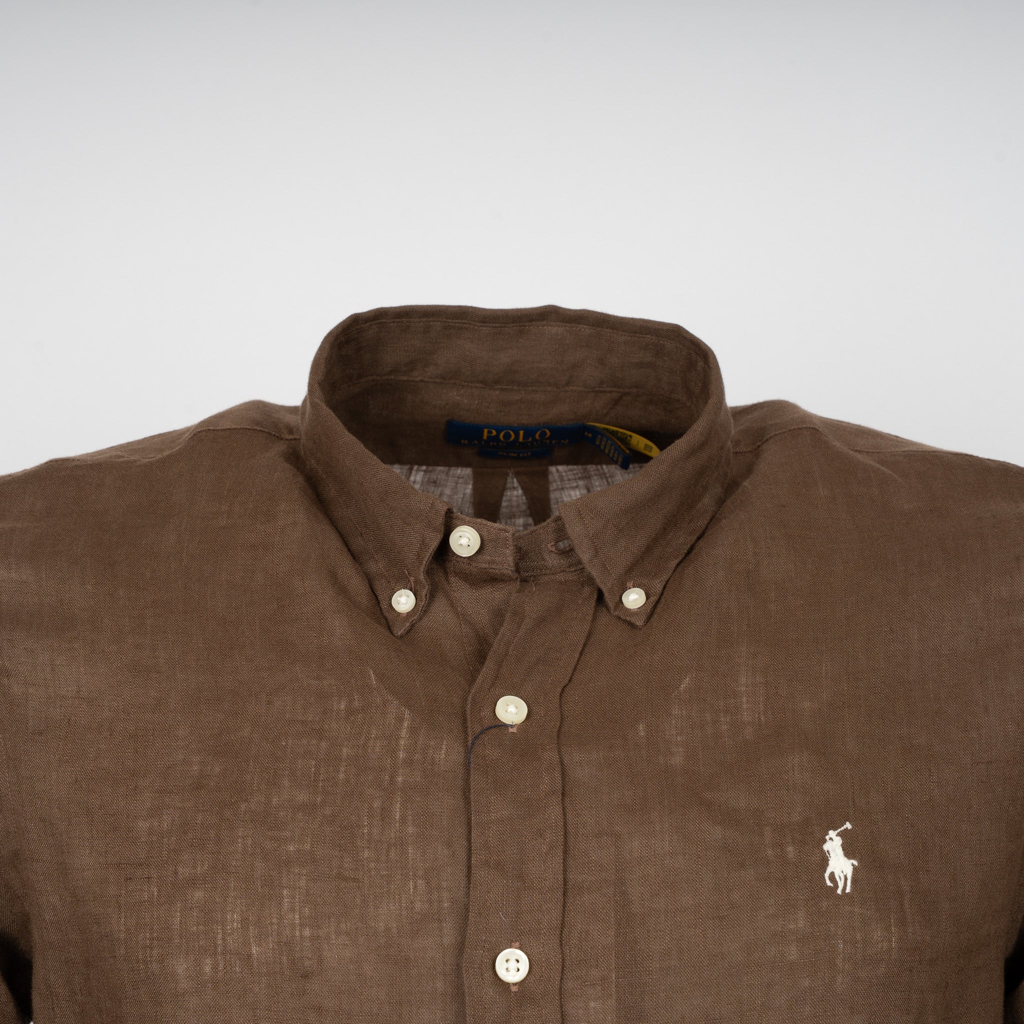 Ralph Lauren Linnen Overhemd Bruin | Slim Fit