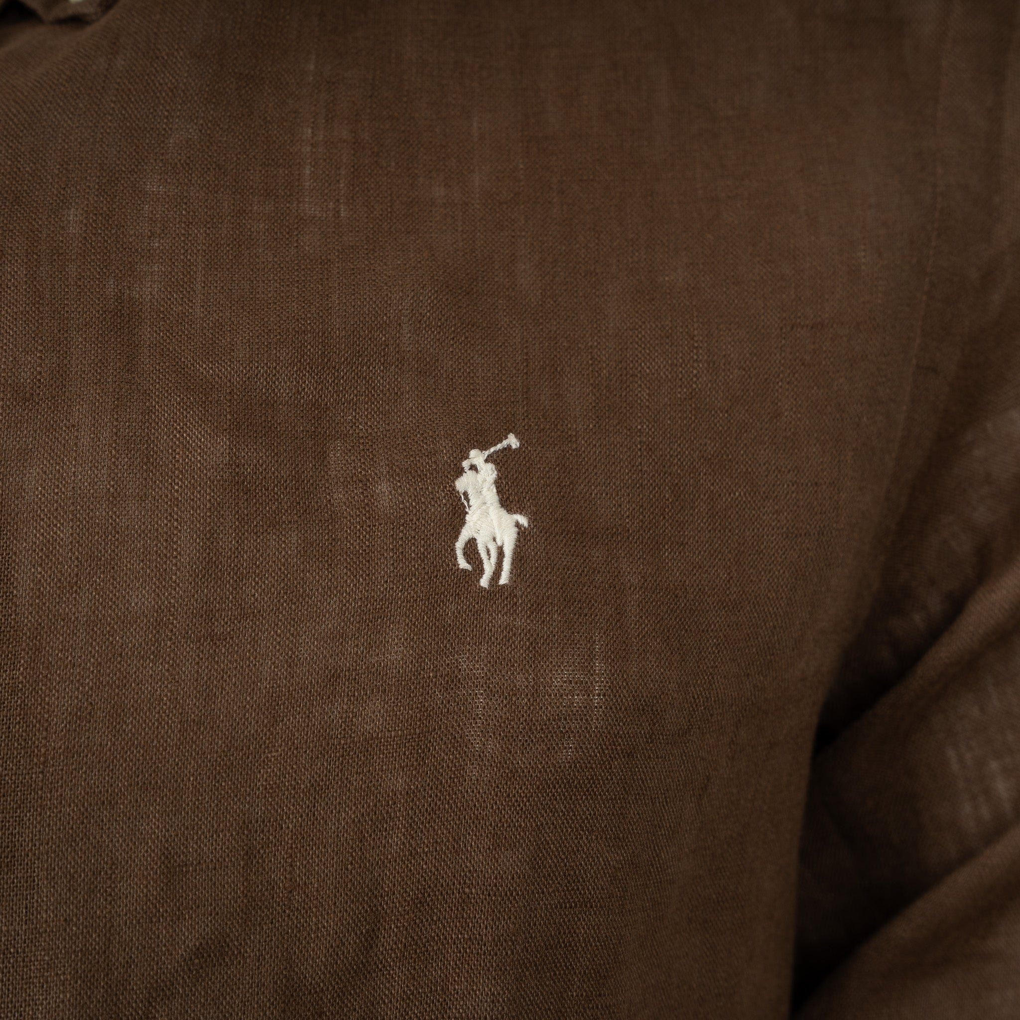 Ralph Lauren Linnen Overhemd Bruin | Slim Fit