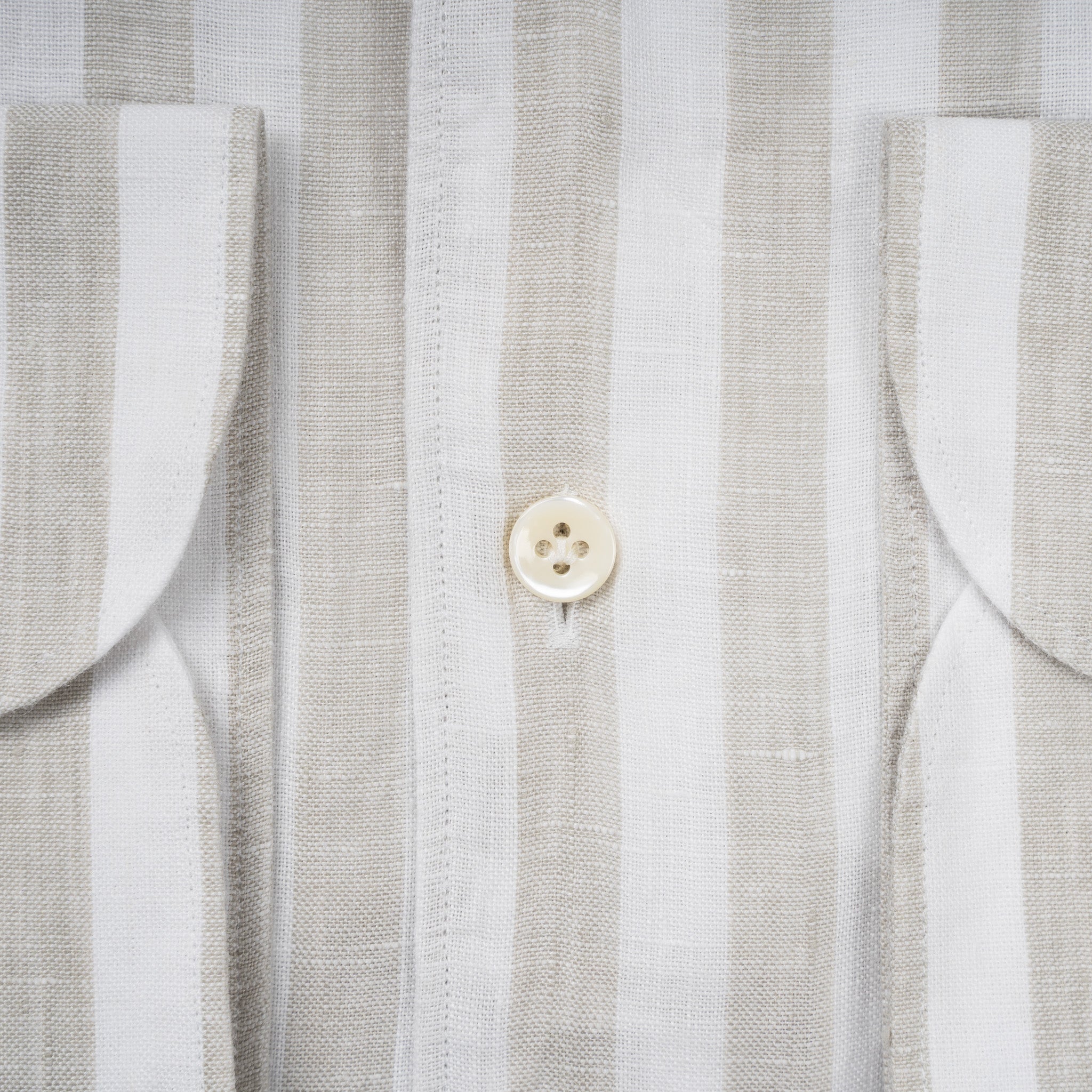 Profuomo Linnen Overhemd Lichtgroene Streep | Slim Fit