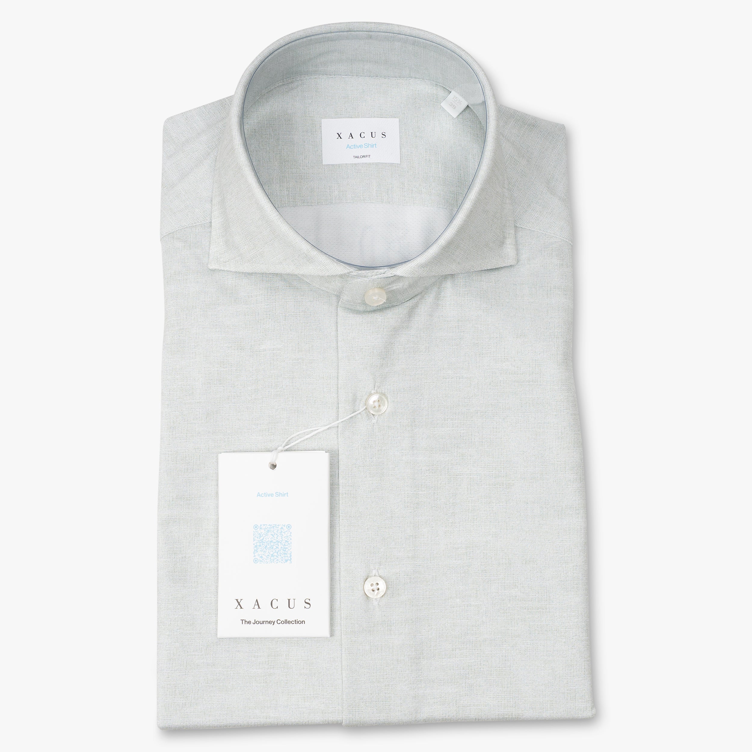 Xacus Overhemd Lichtgroen Linnen Look | Active Shirt