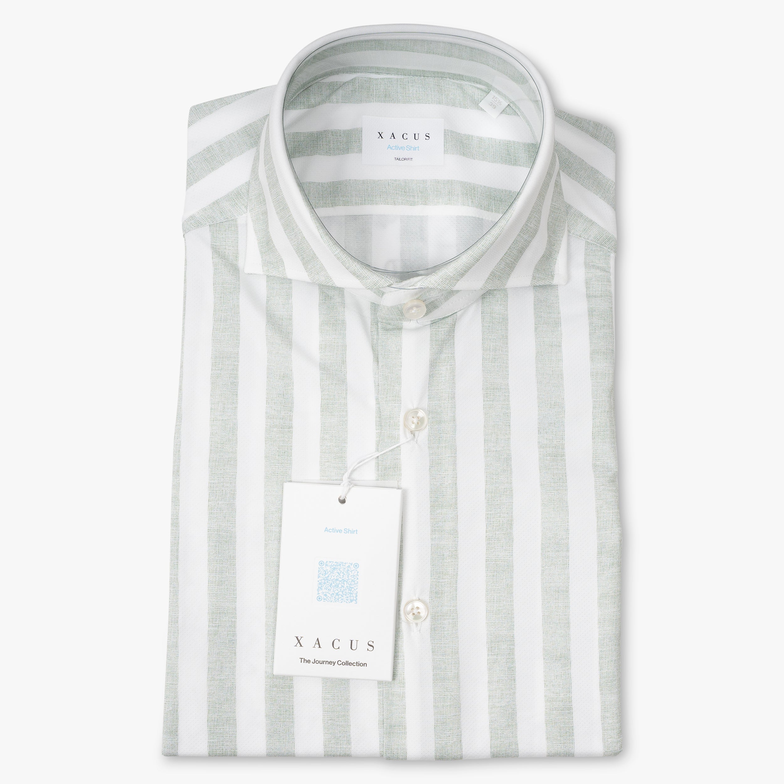 Xacus Overhemd Lichtgroen Brede Streep | Acitve Shirt