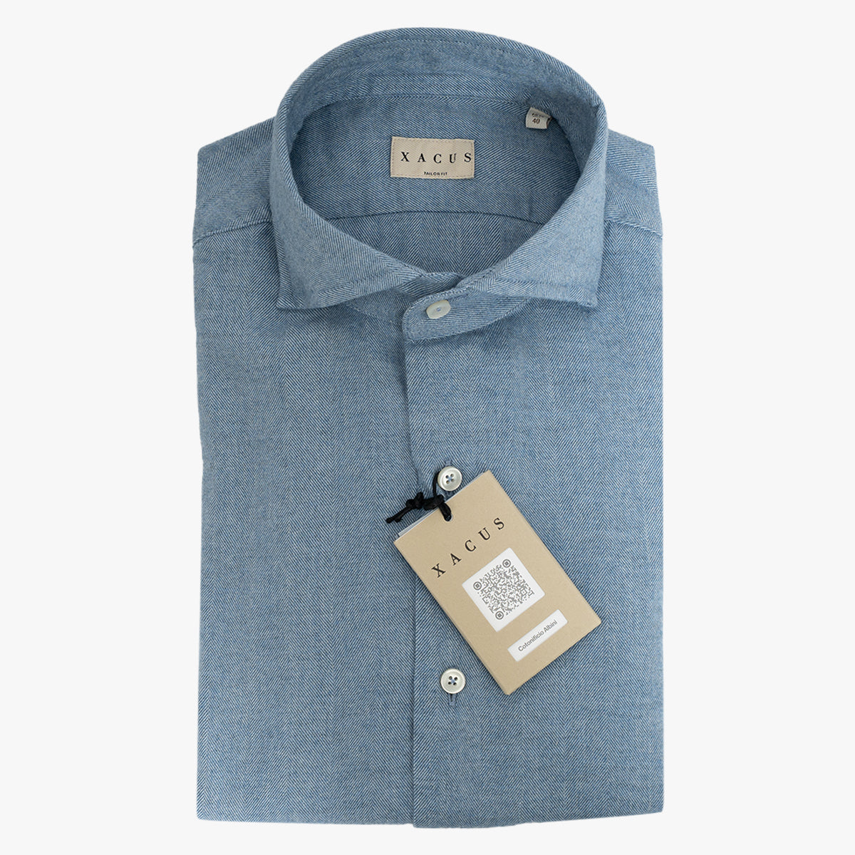 Xacus Overhemd Flannel Blauw | Albini