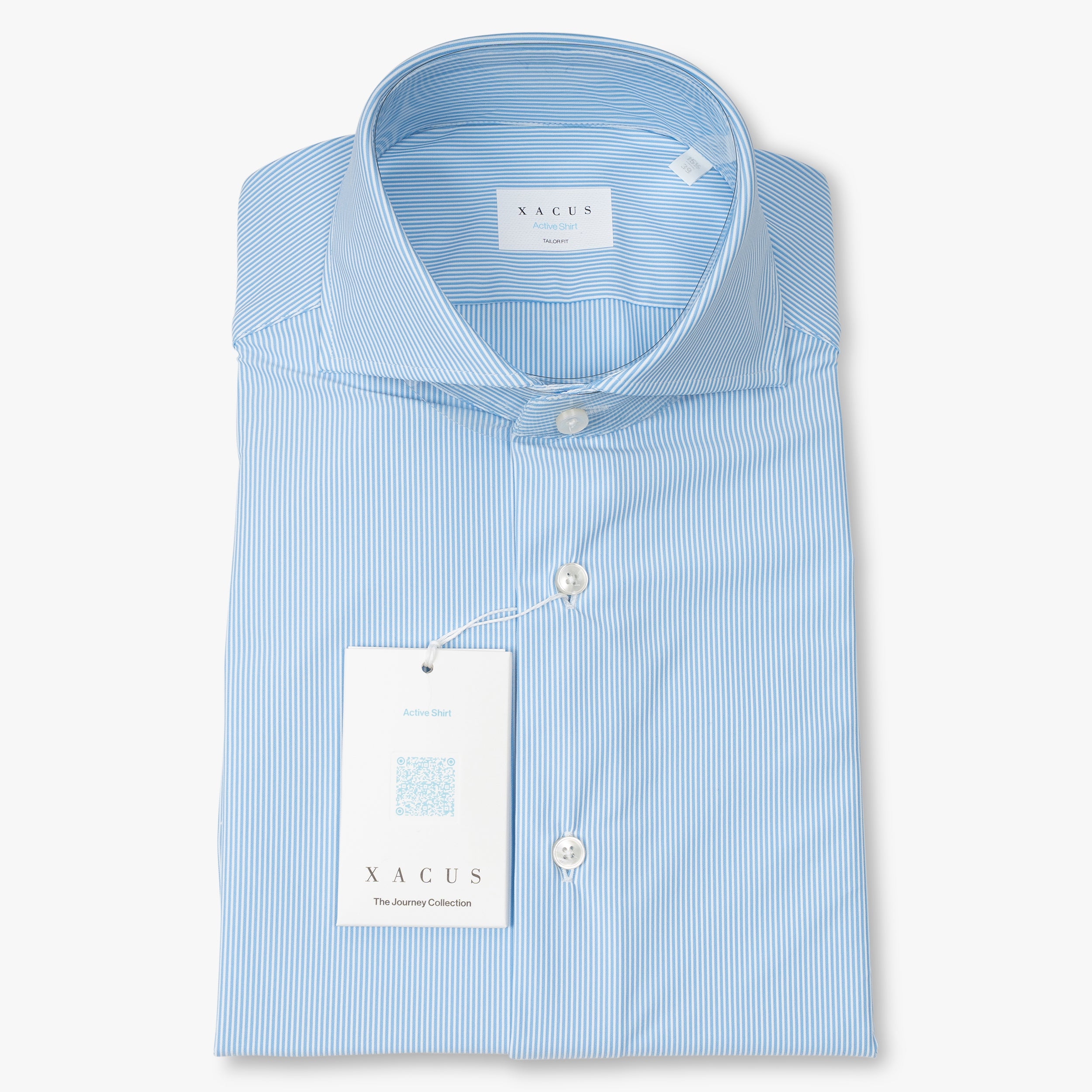 Xacus Overhemd Lichtblauw Fijne Streep | Active Shirt