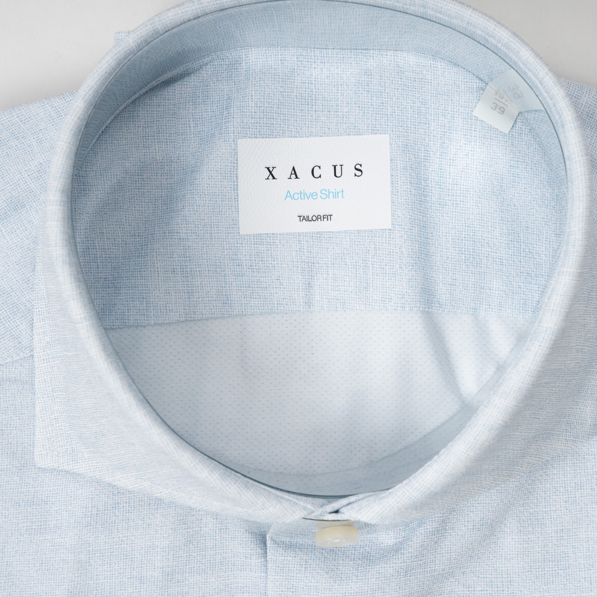 Xacus Overhemd Lichtblauw Linnen Look | Active Shirt