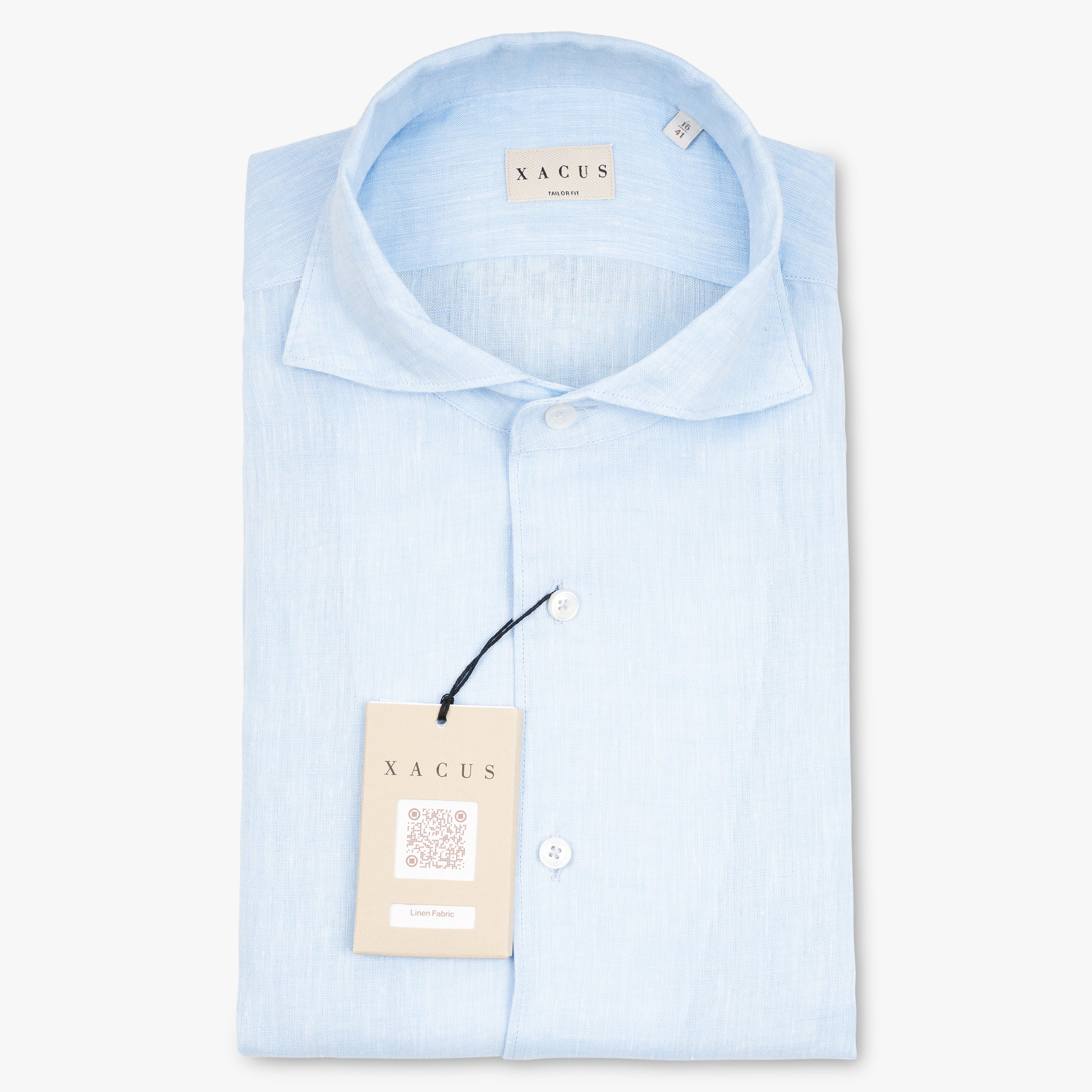 Xacus Linnen Overhemd Lichtblauw
