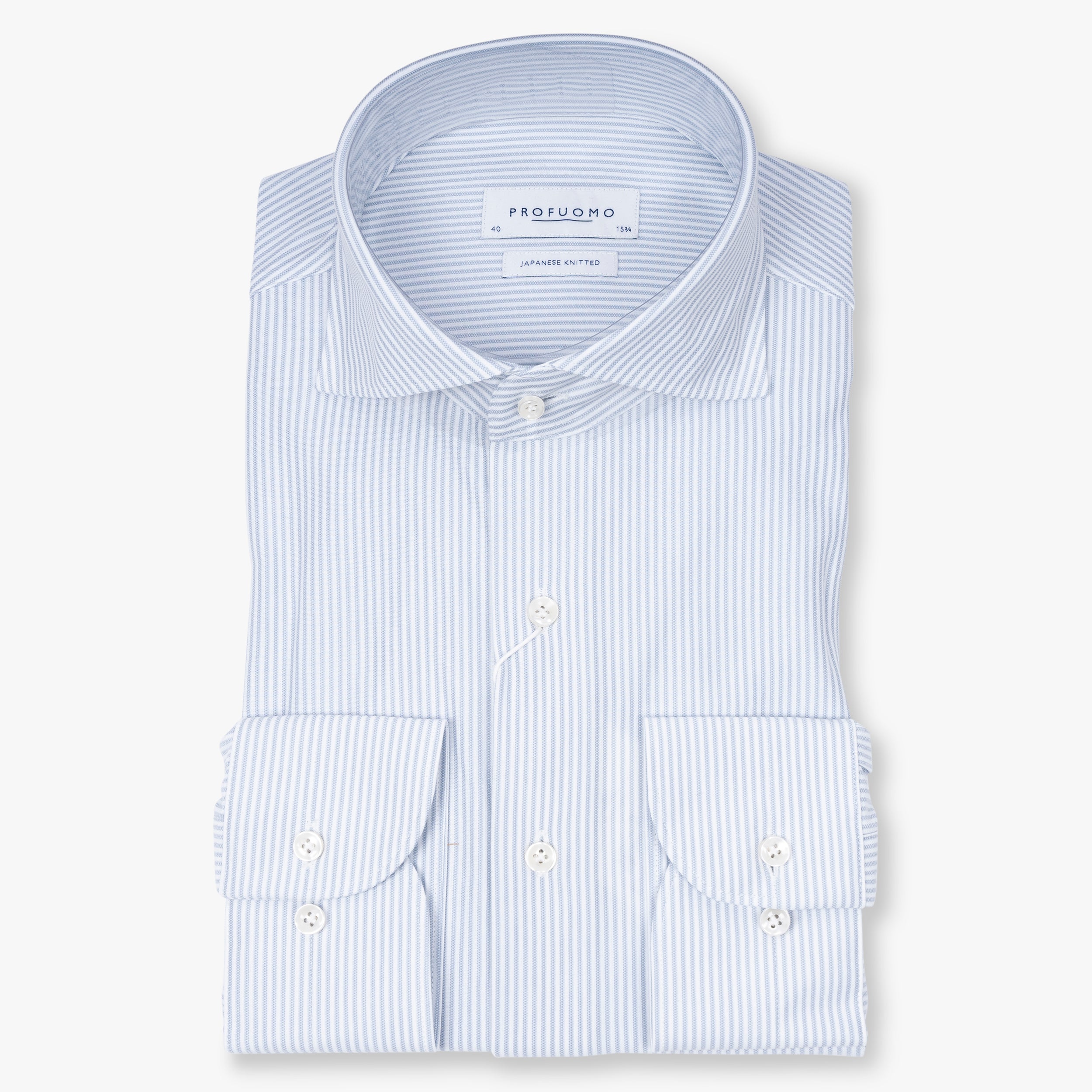 Profuomo Overhemd Lichtblauw Gestreept | Japanese Knitted