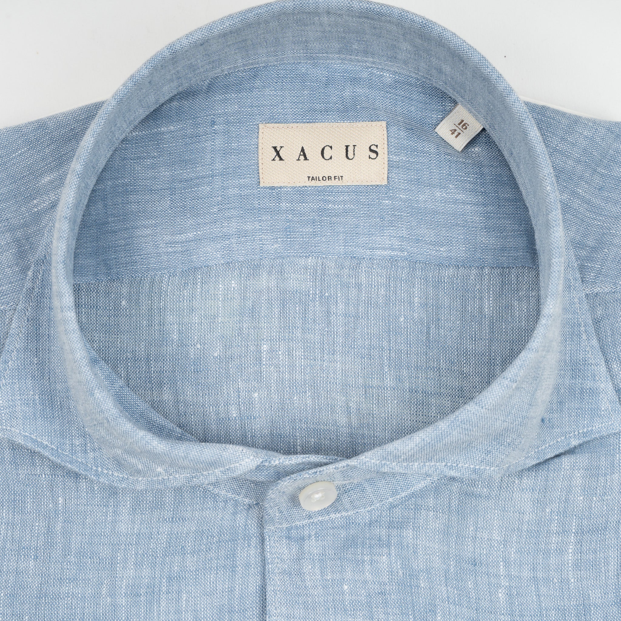 Xacus Linnen Overhemd Middenblauw