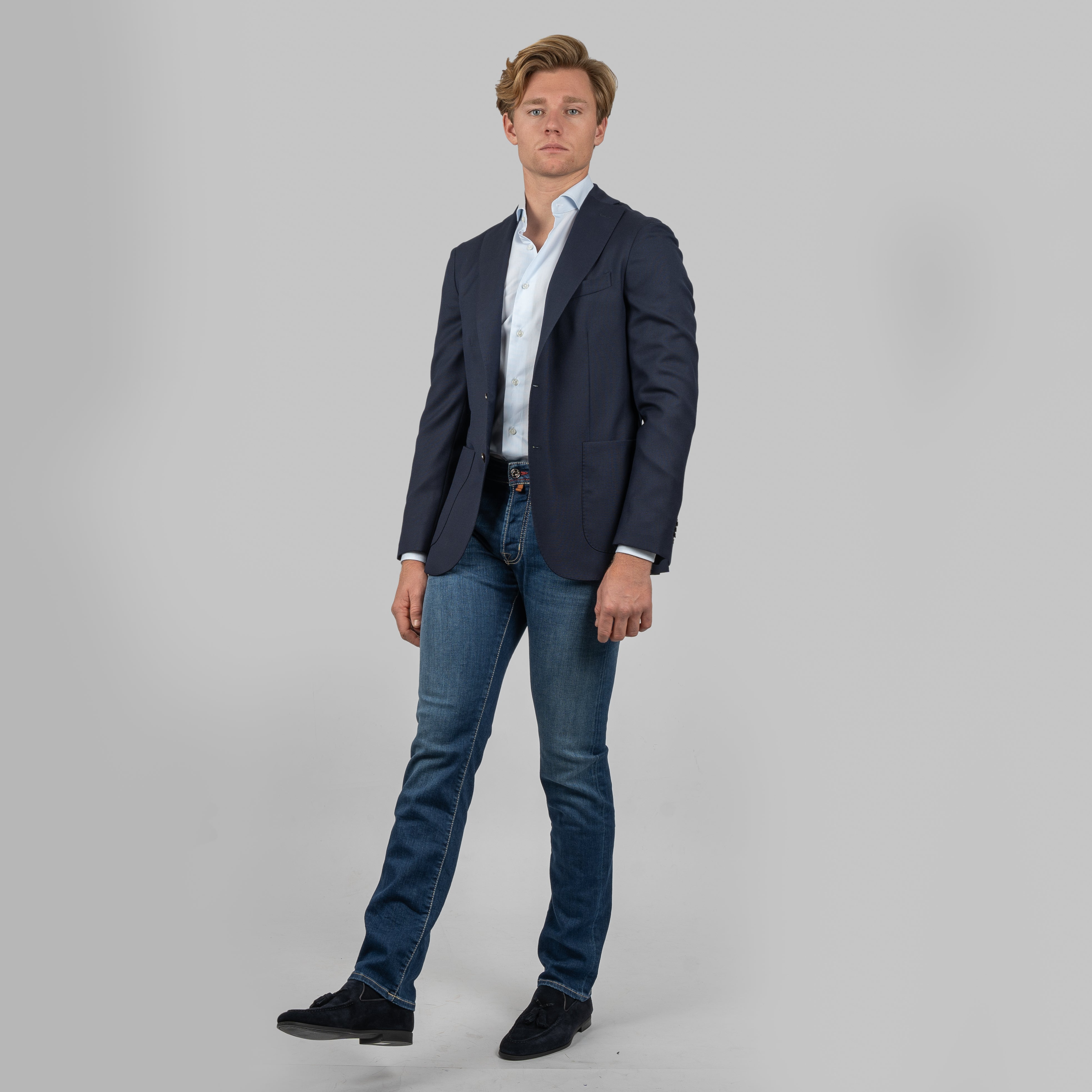 Xacus Overhemd Lichtblauw Fijne Streep | Travel Shirt