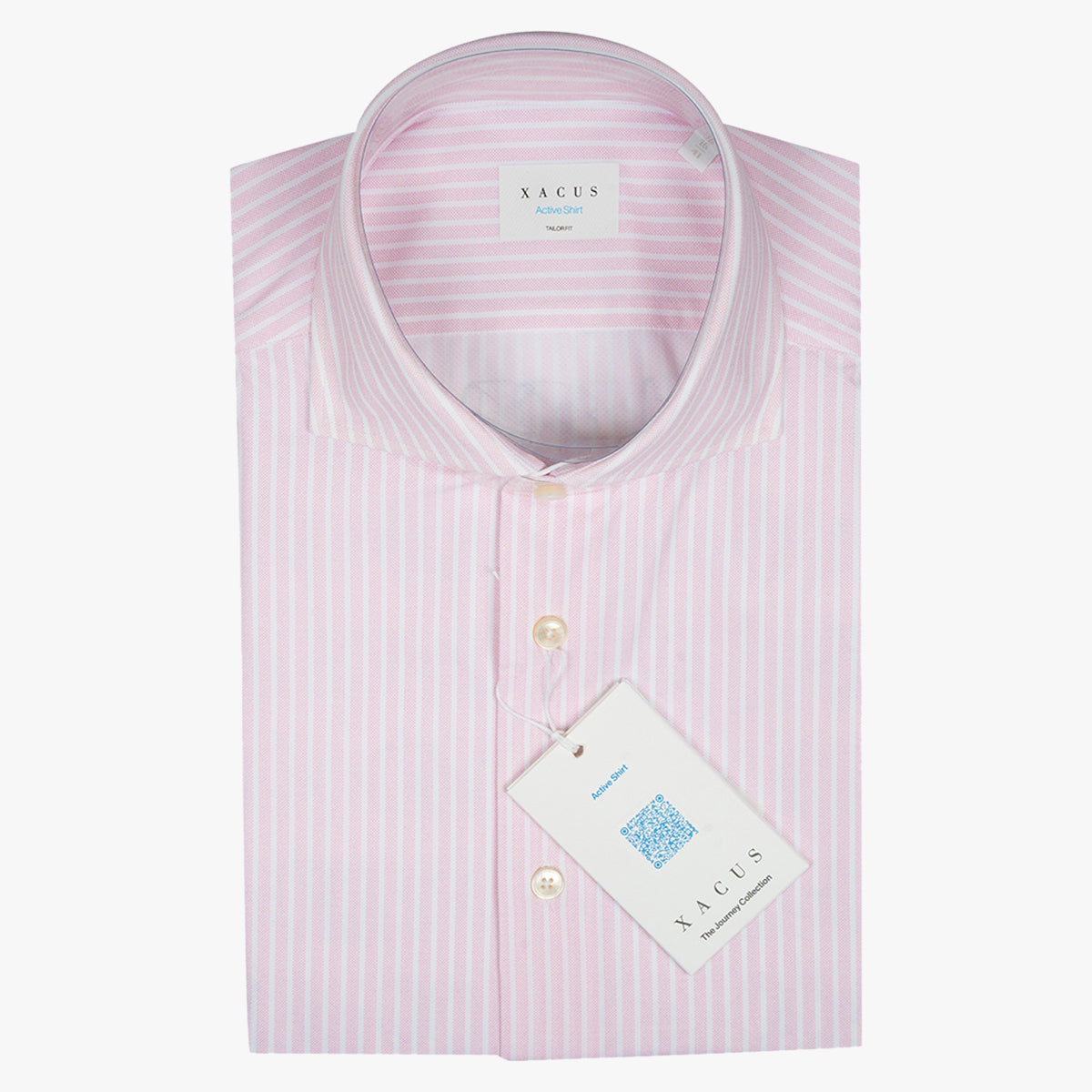 Xacus Overhemd Roze met Wit Gestreept | Active Shirt