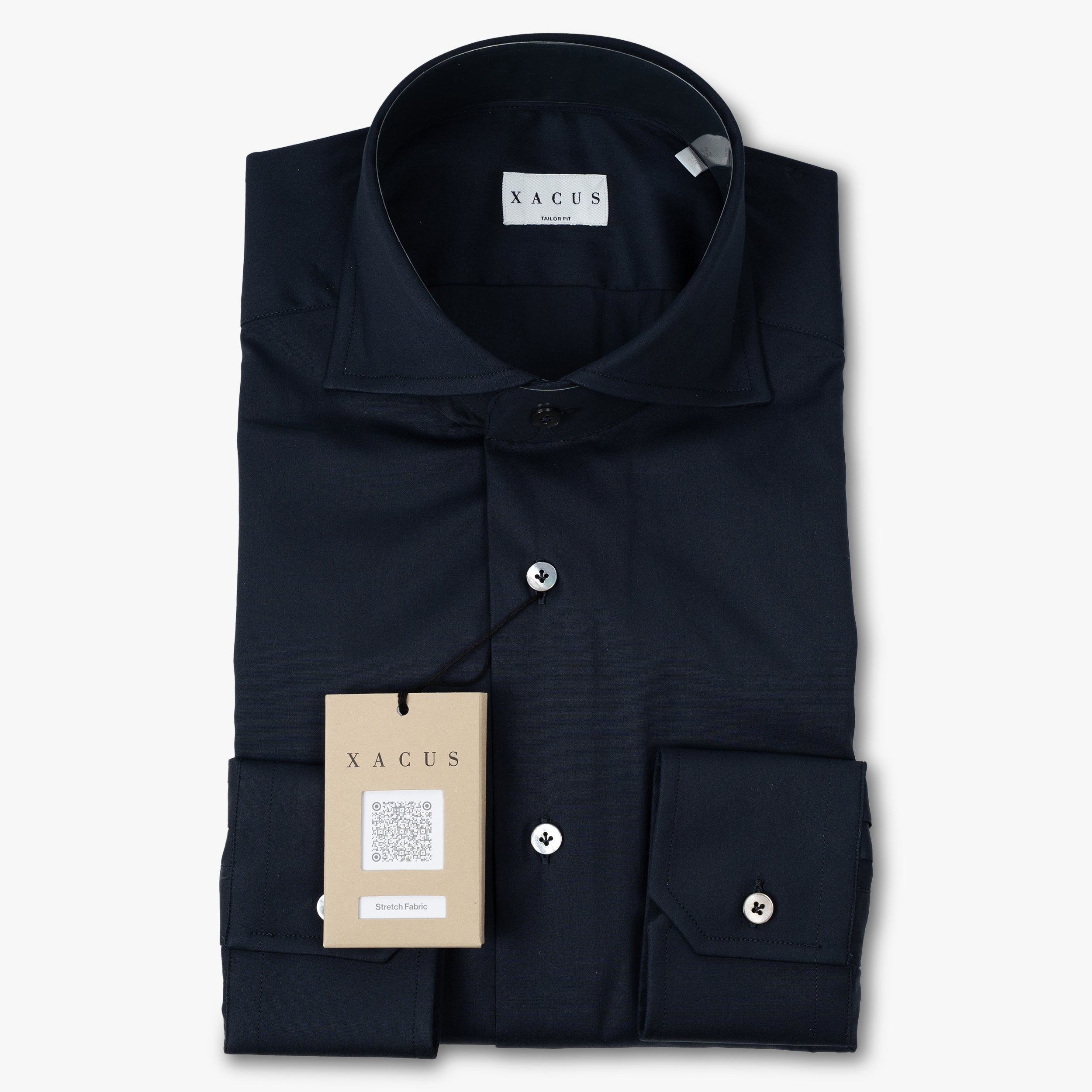 Xacus Overhemd Donkerblauw | Albini Stretch