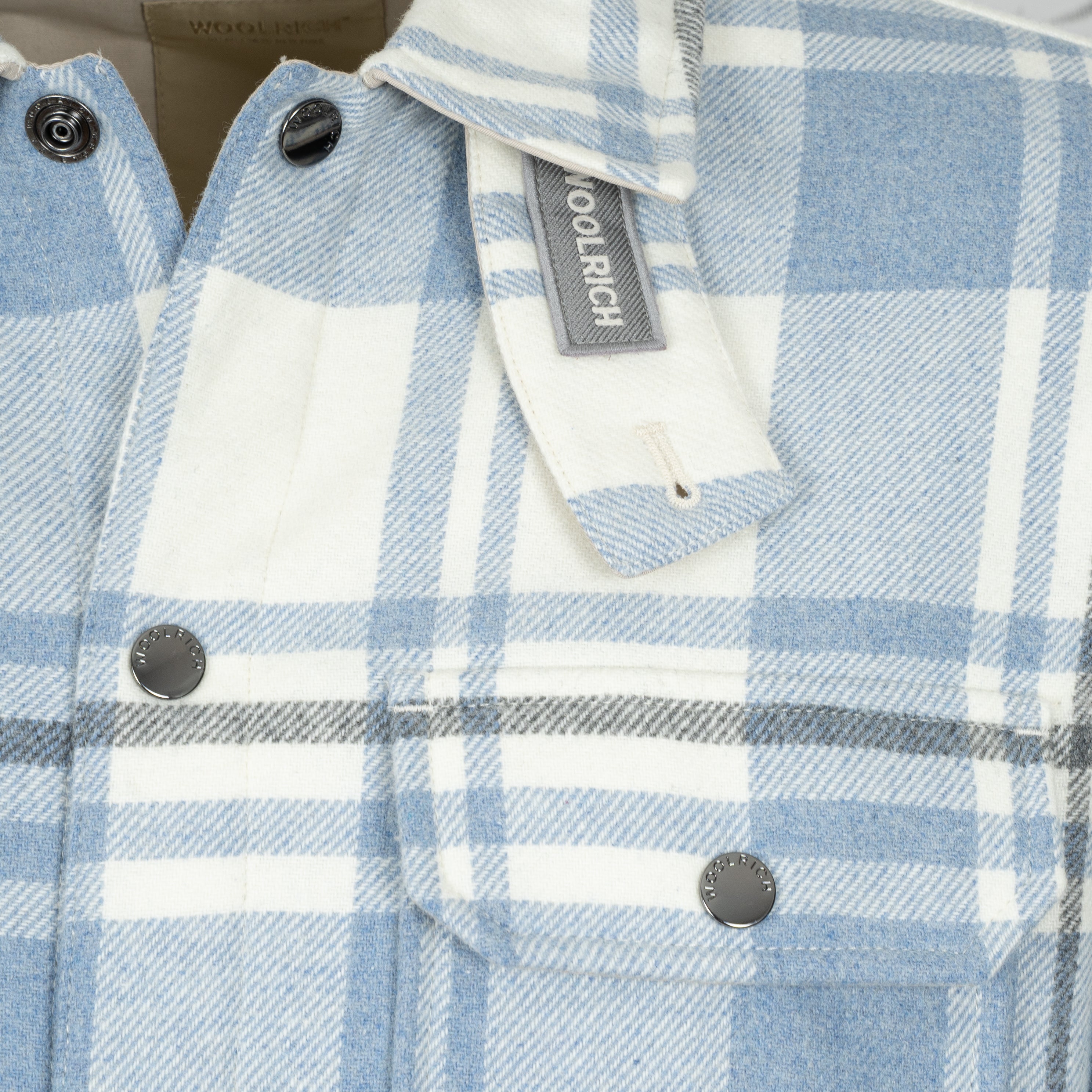 Woolrich Gevoerd Overshirt Lichblauwe Ruit | Alaskan