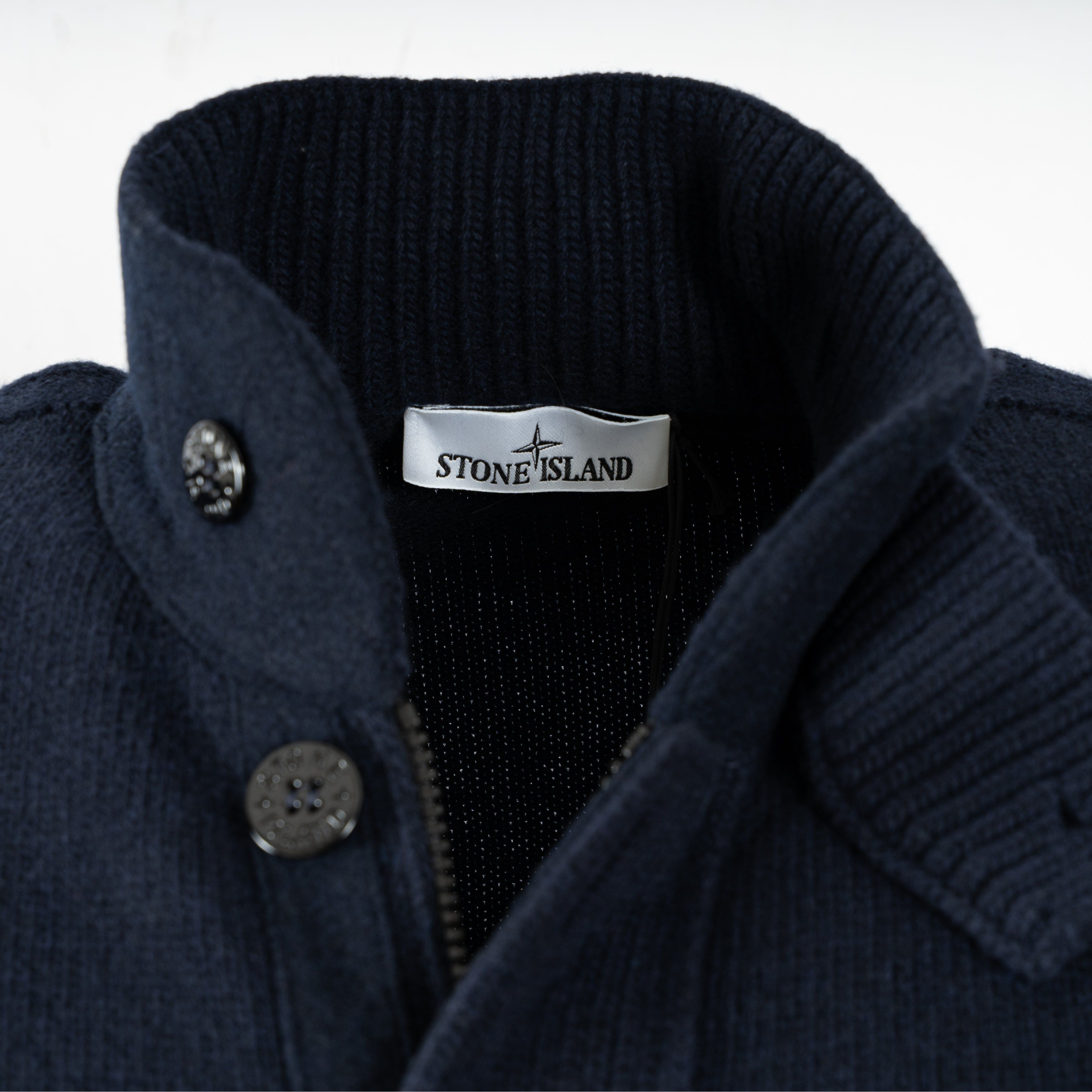 Stone Island Gebreid Vest met Knopen Donkerblauw | Lambswool
