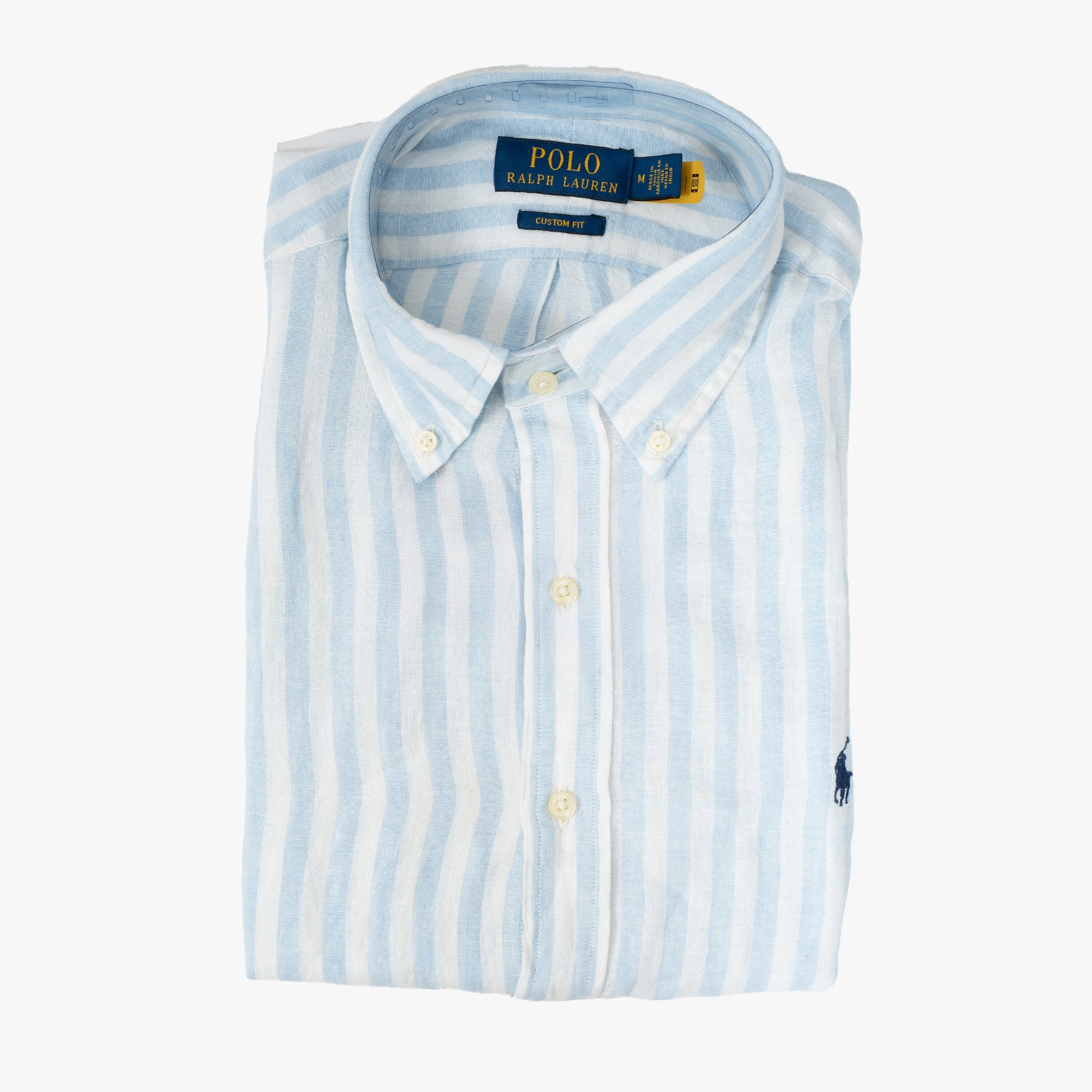 Ralph Lauren Linnen Overhemd Lichtblauw Gestreept | Custom Fit