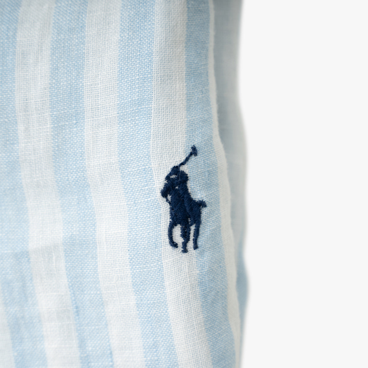 Ralph Lauren Linnen Overhemd Lichtblauw Gestreept | Custom Fit