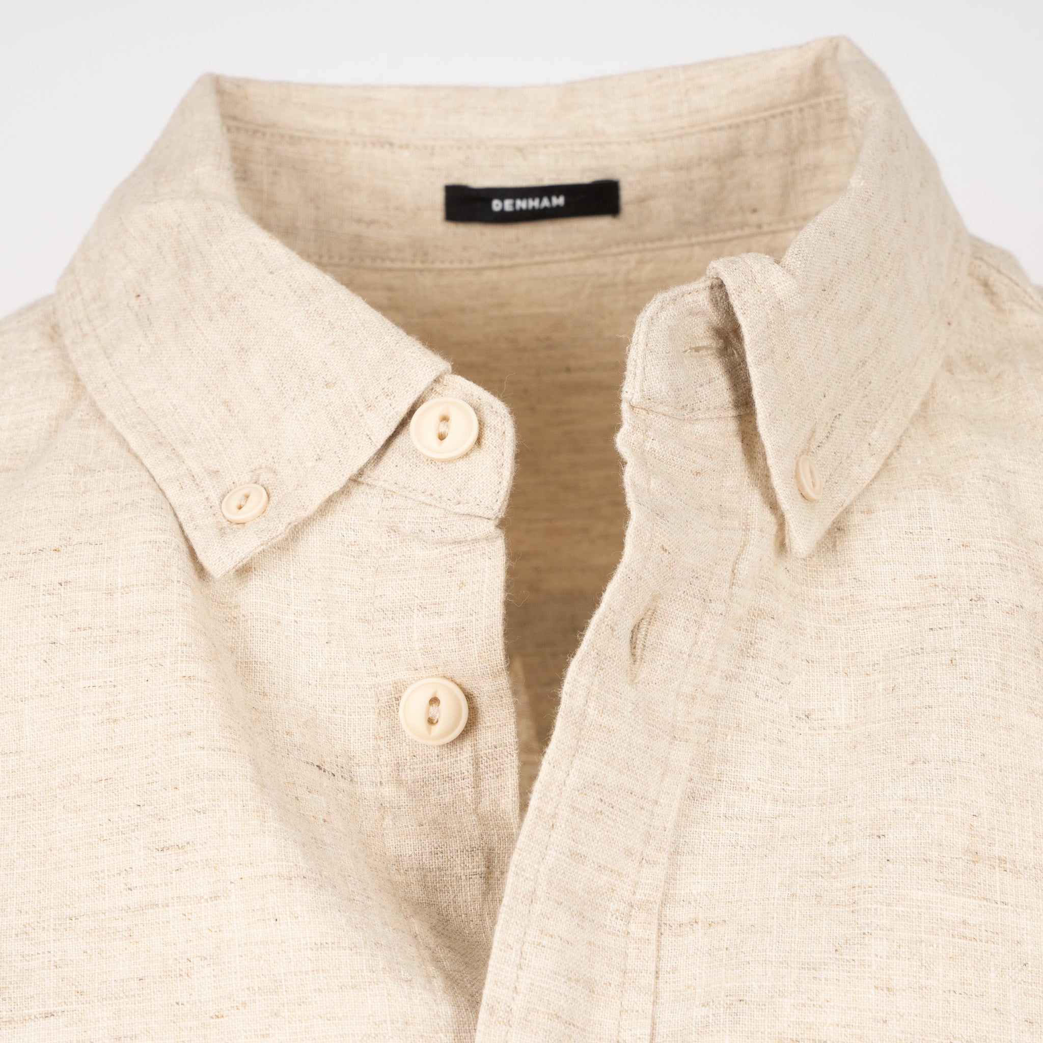 Denham Linnen Overhemd Zand | Scissor Button Down