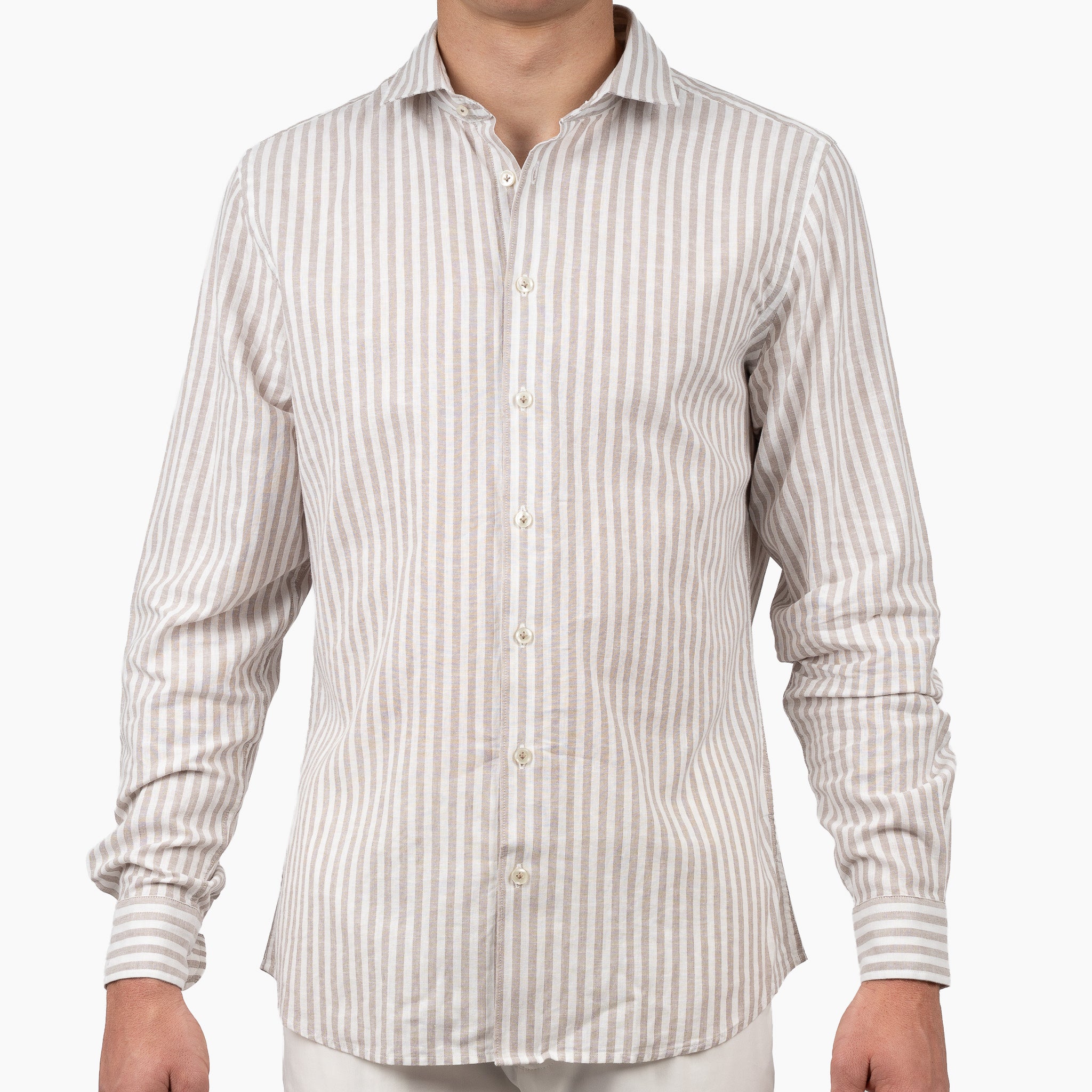SEVEN DIALS Linnen Overhemd Beige Streep | Jerred