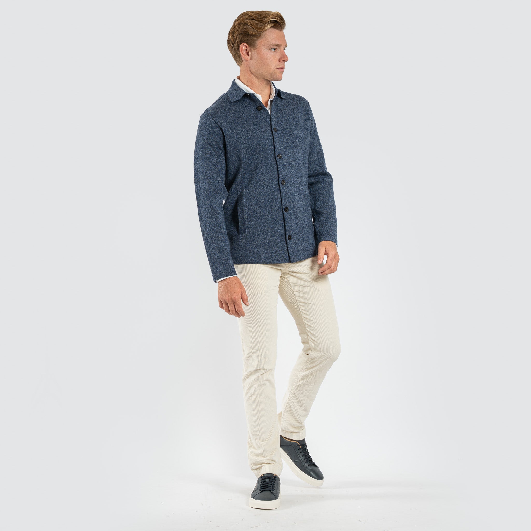 Maurizio Baldassari Gebreid Overshirt Jeansblauw | Milano