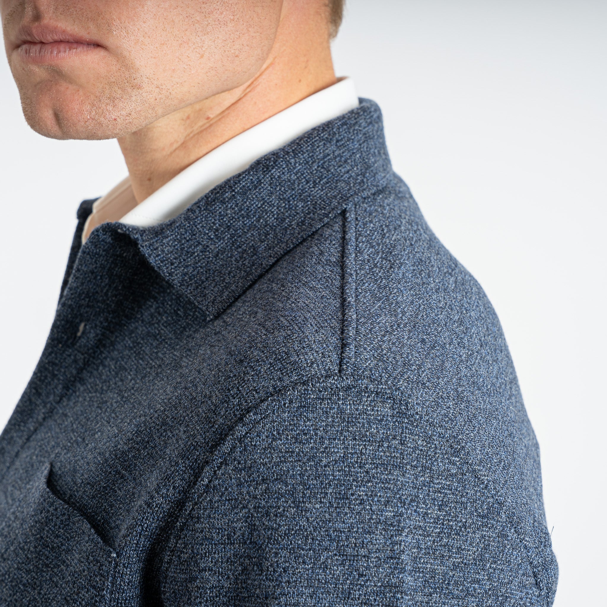 Maurizio Baldassari Gebreid Overshirt Jeansblauw | Milano