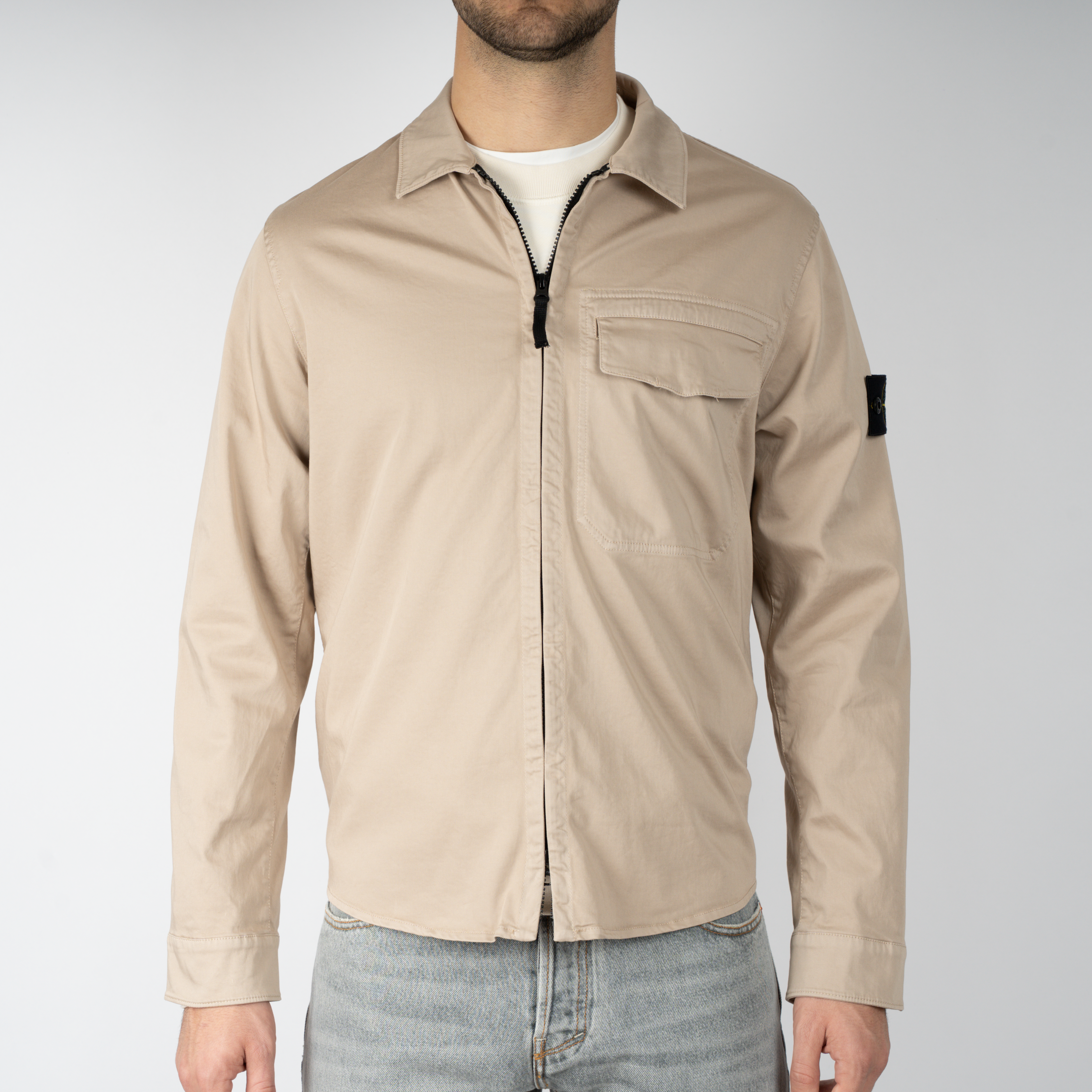 Stone Island Overshirt Beige | Stretch Cotton Satin