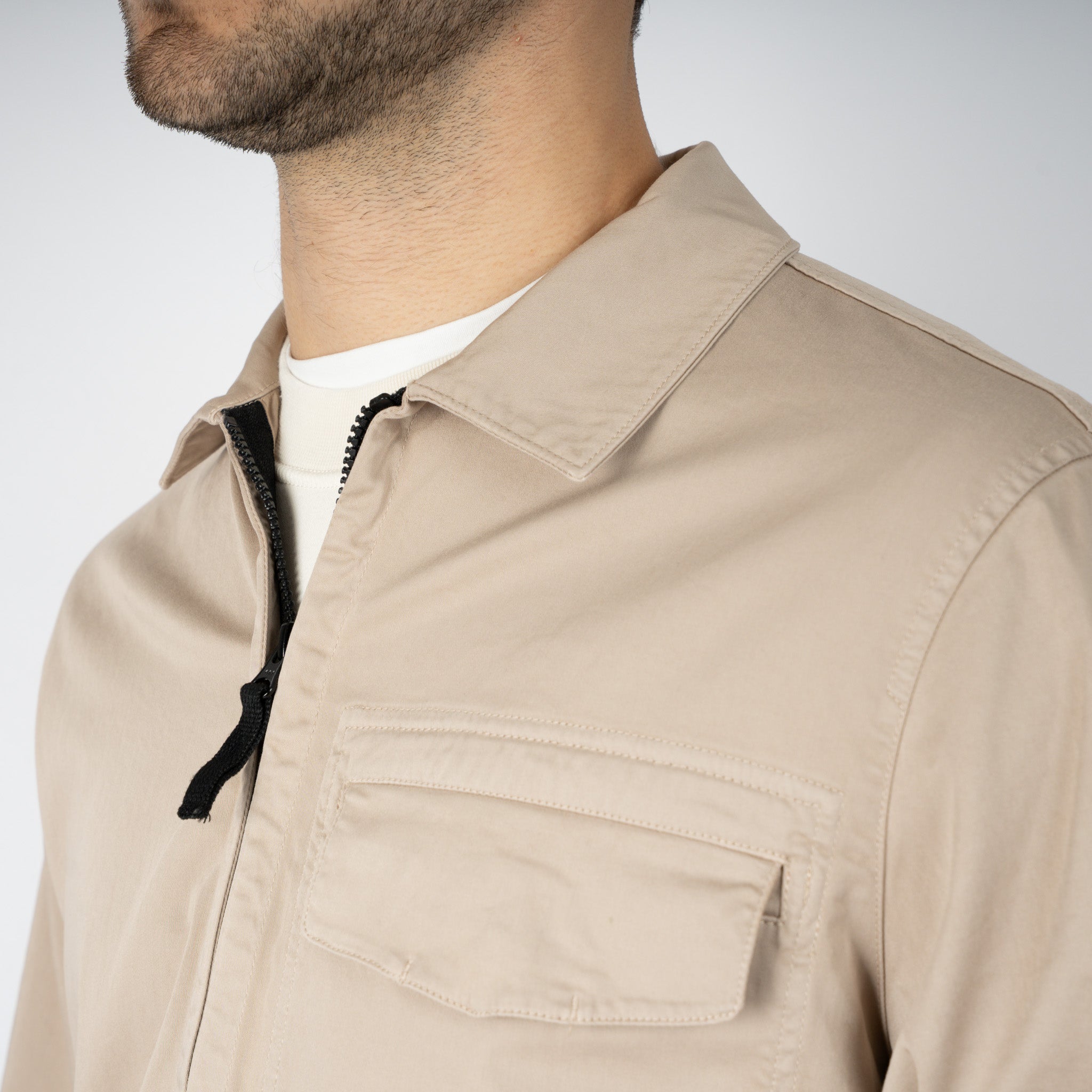 Stone Island Overshirt Beige | Stretch Cotton Satin