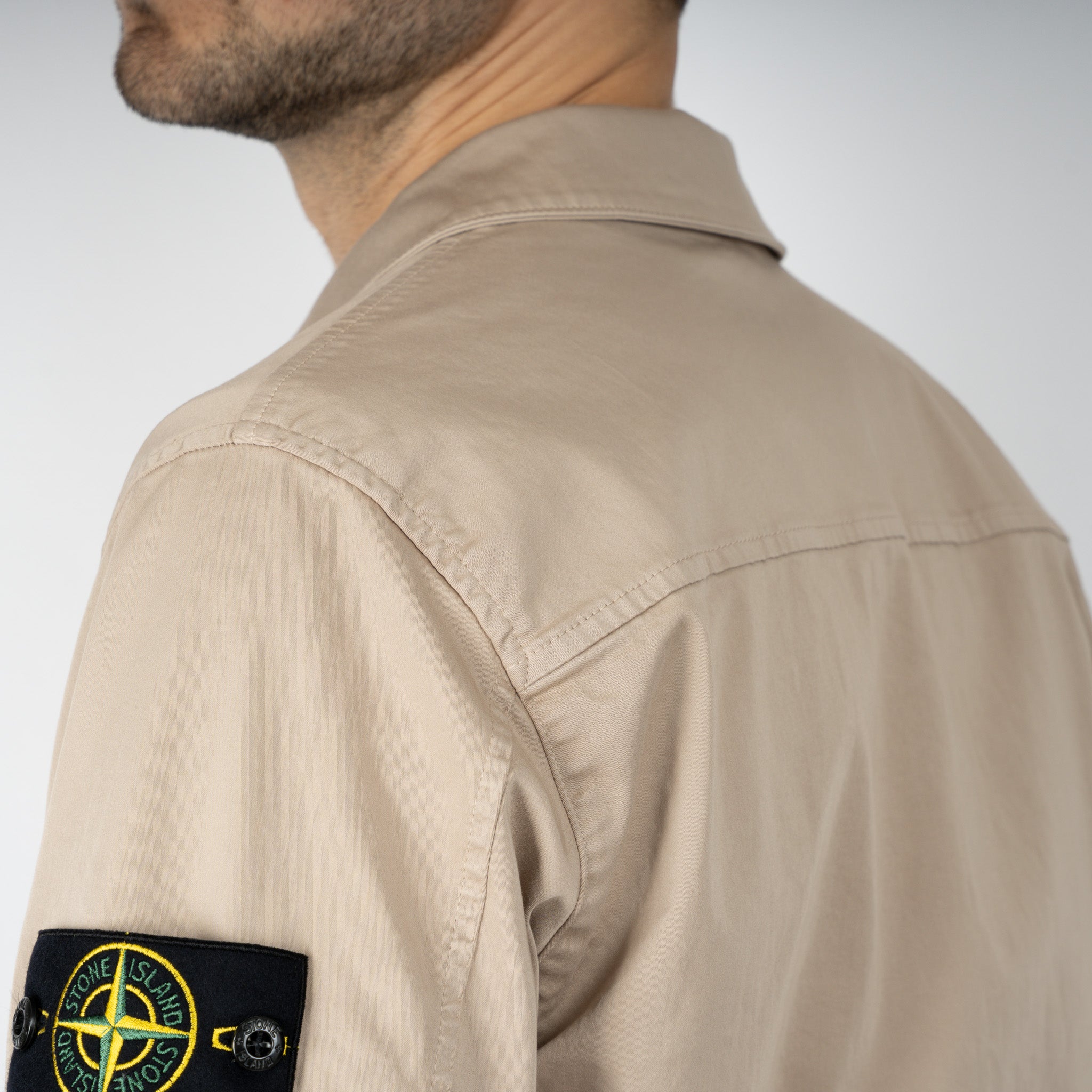 Stone Island Overshirt Beige | Stretch Cotton Satin