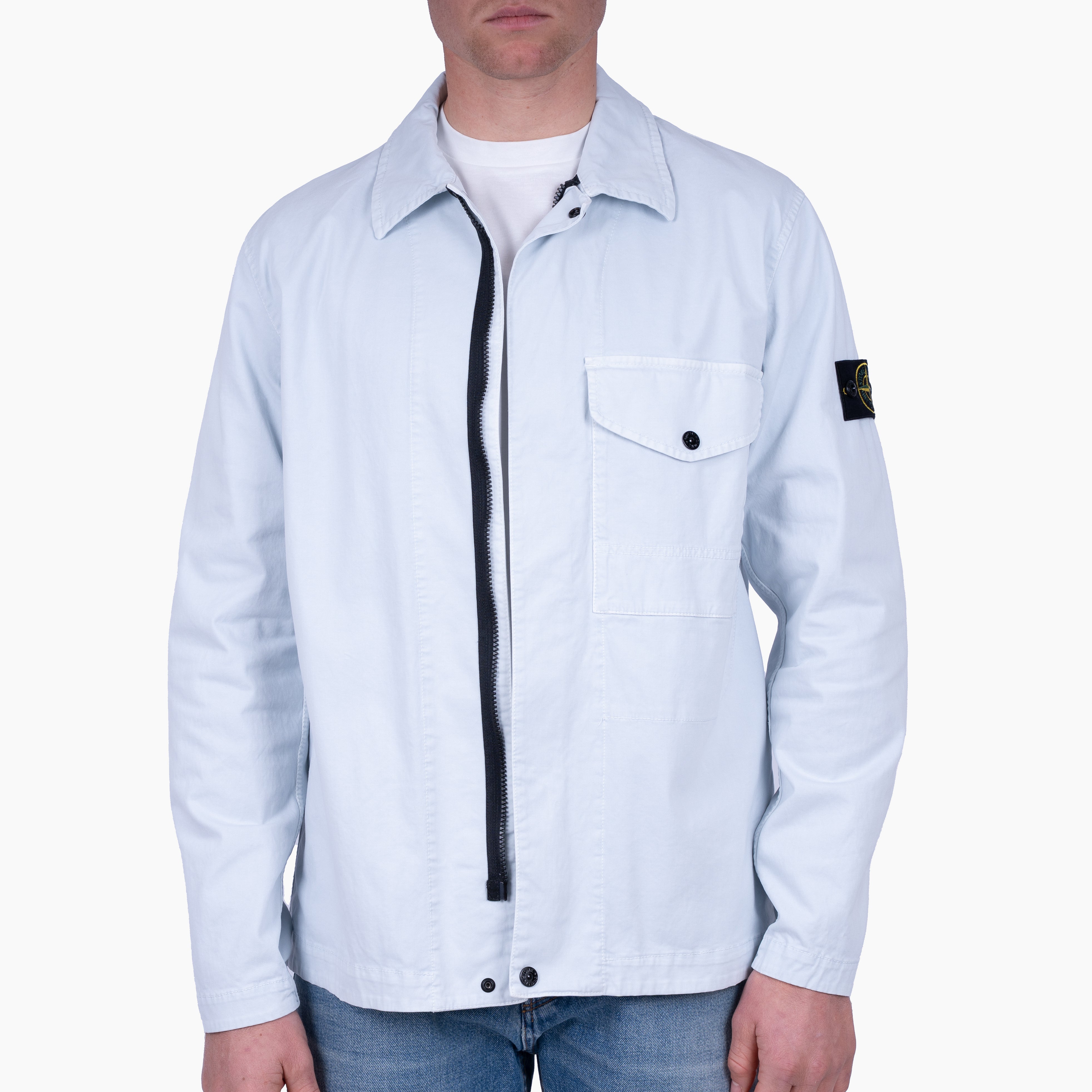 Stone Island Overshirt Lichtblauw | 'OLD' Effect