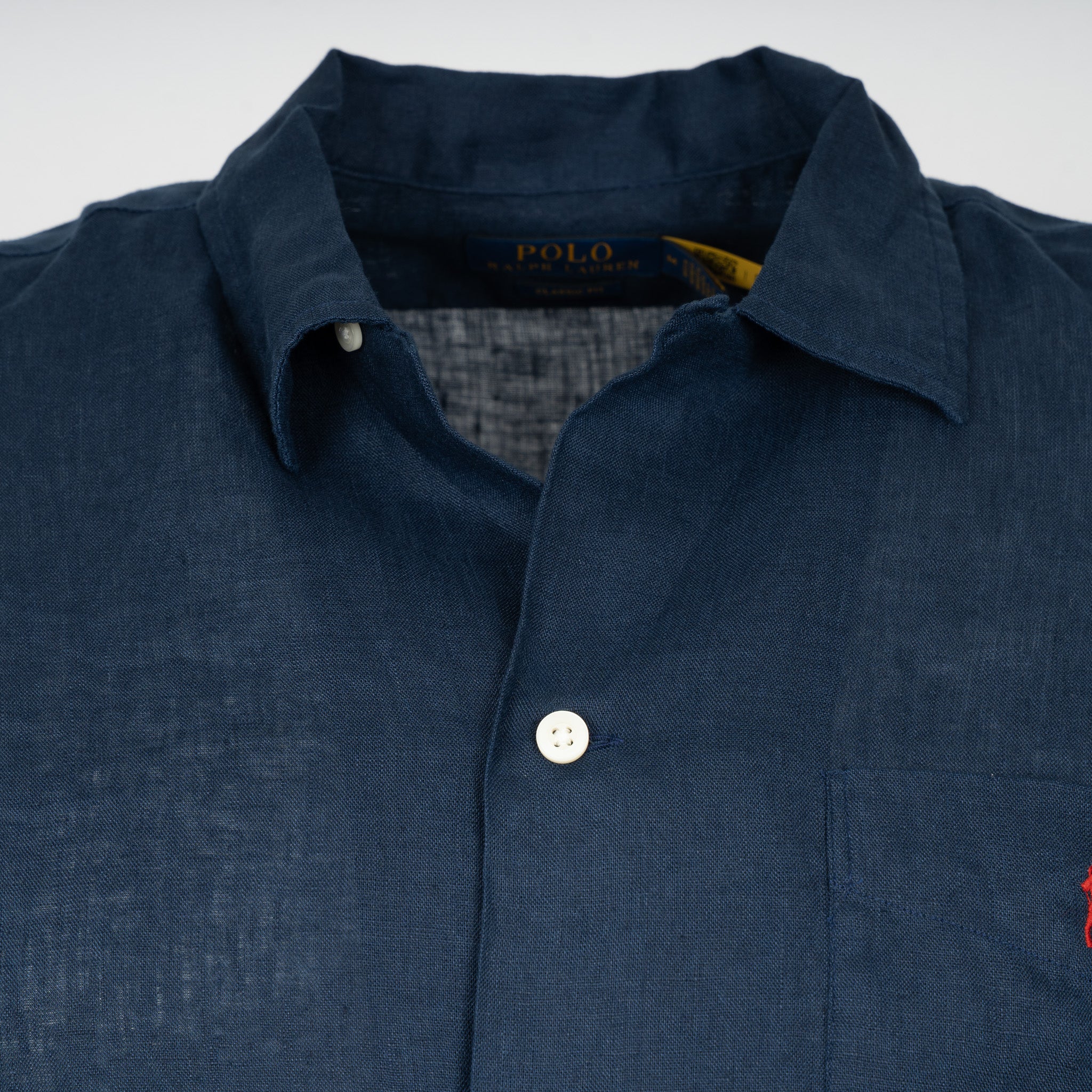 Ralph Lauren Overhemd Linnen Korte Mouw Blauw | Classic Fit