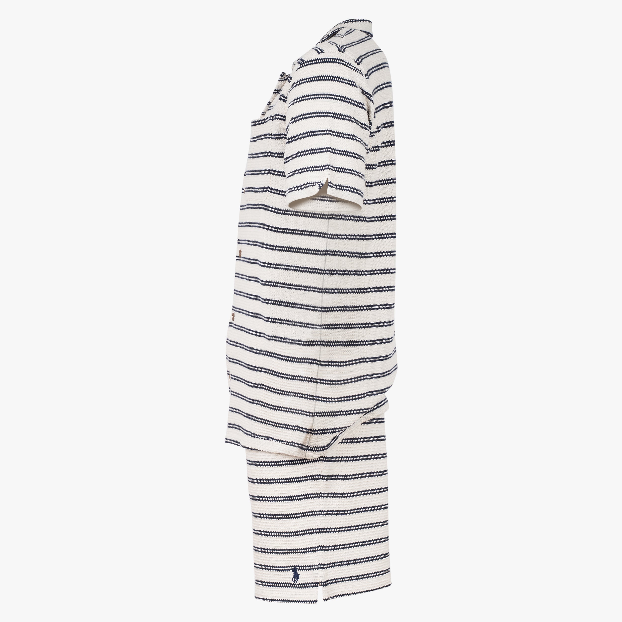 Ralph Lauren Overhemd Korte Mouw Blauw Gestreept | Pointelle-Ribbed
