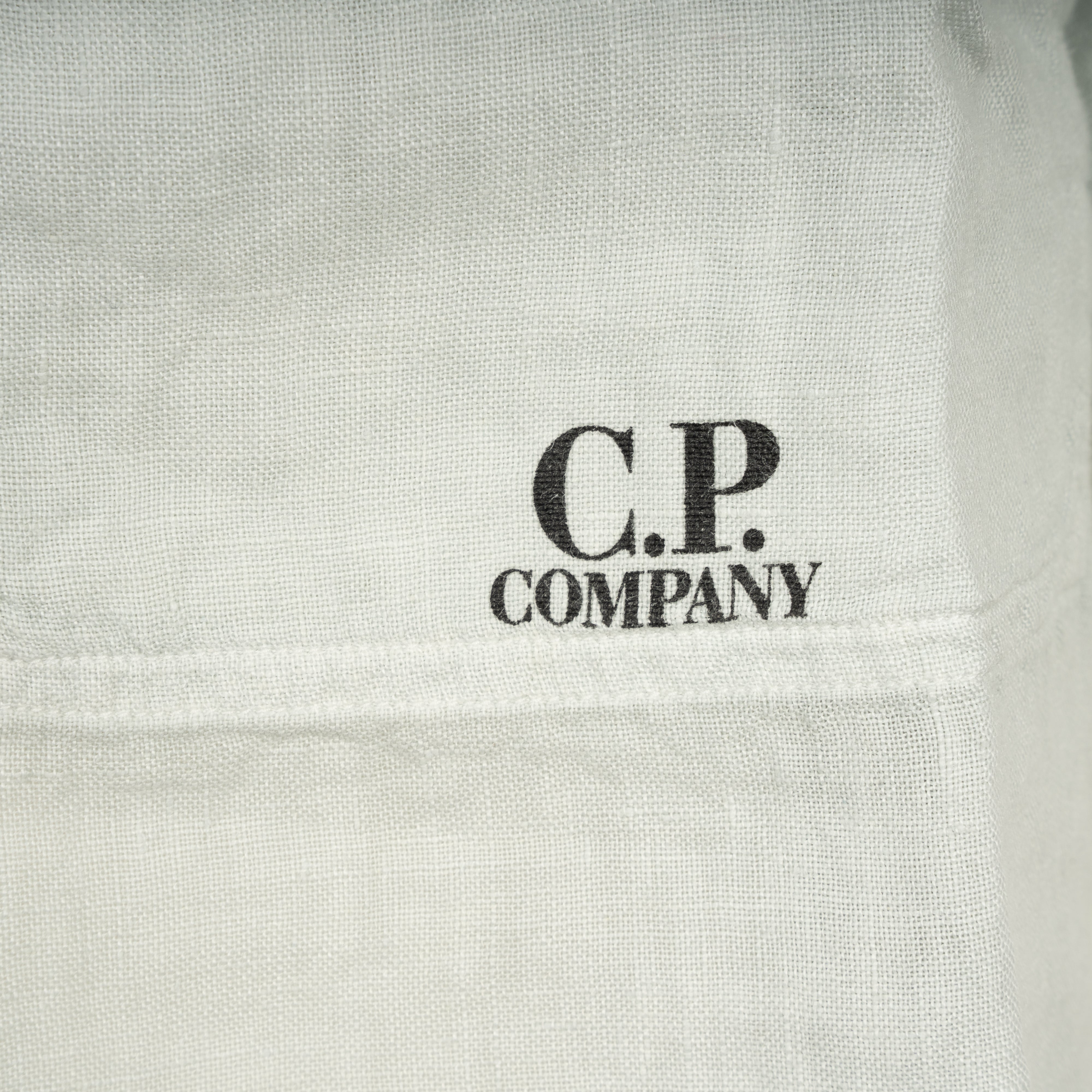 CP Company Korte Mouwen Overhemd Linnen Lichtgrijs