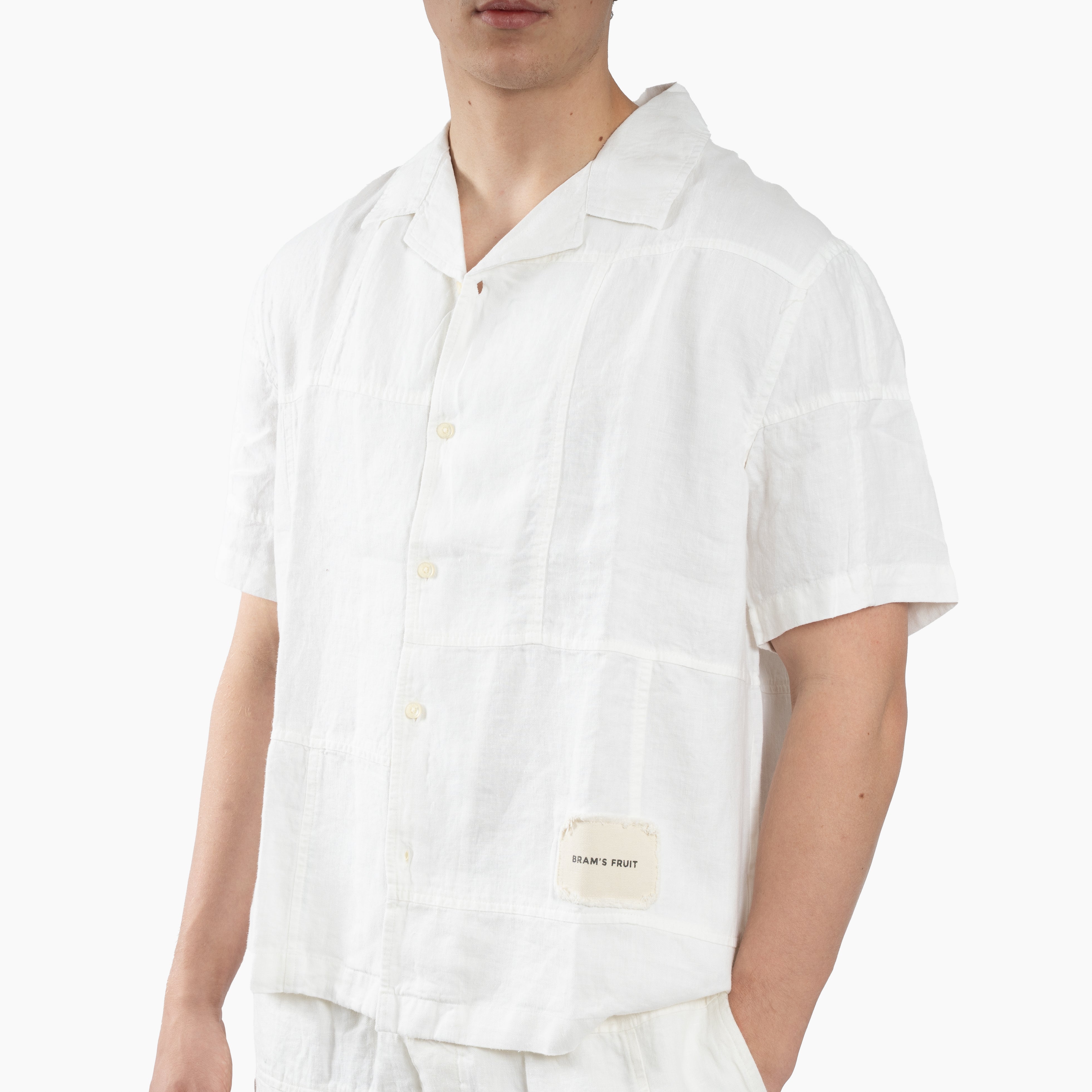 Bram's Fruit Linnen Korte Mouwen Overhemd Wit | LINEN REPAIR SHIRT