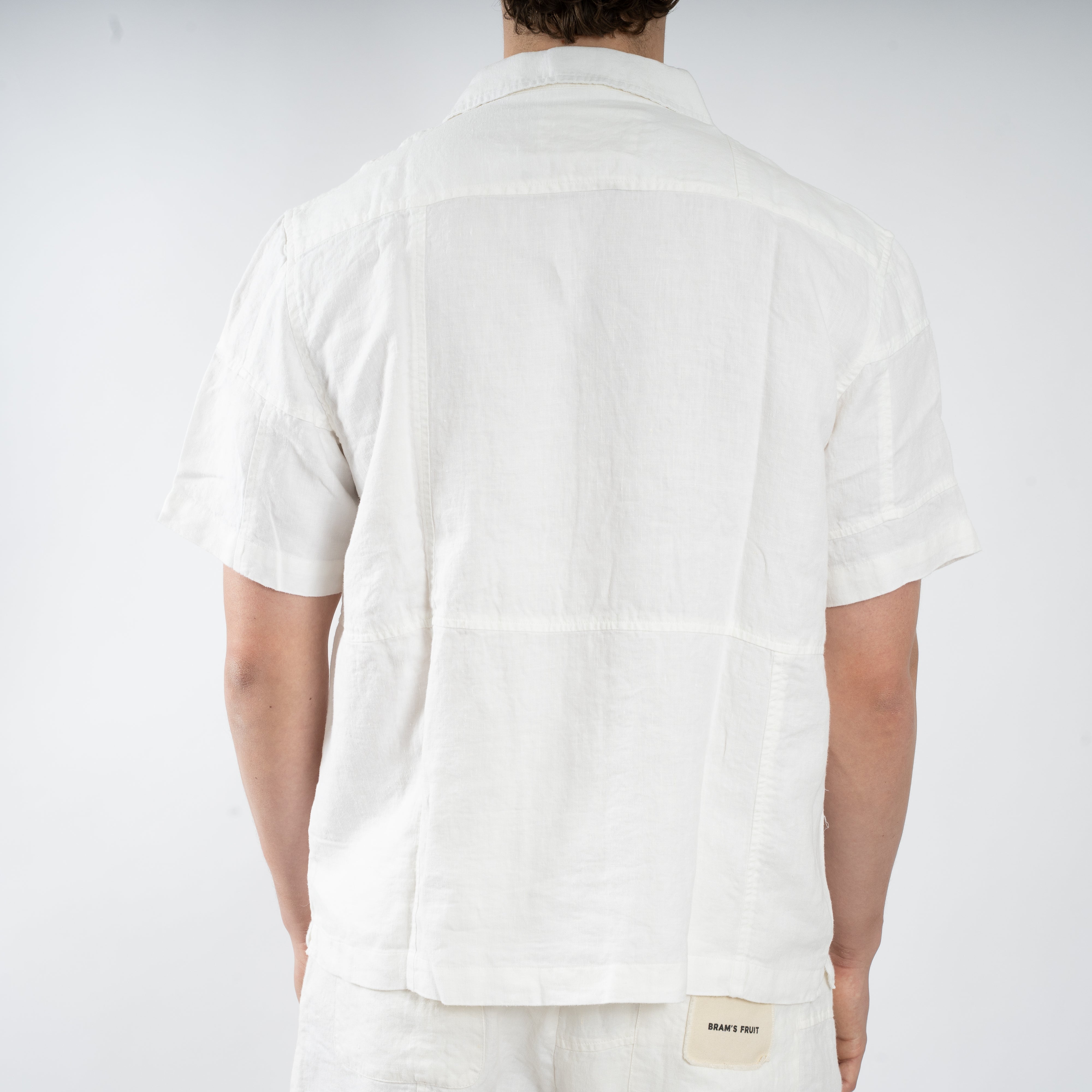 Bram's Fruit Linnen Korte Mouwen Overhemd Wit | LINEN REPAIR SHIRT