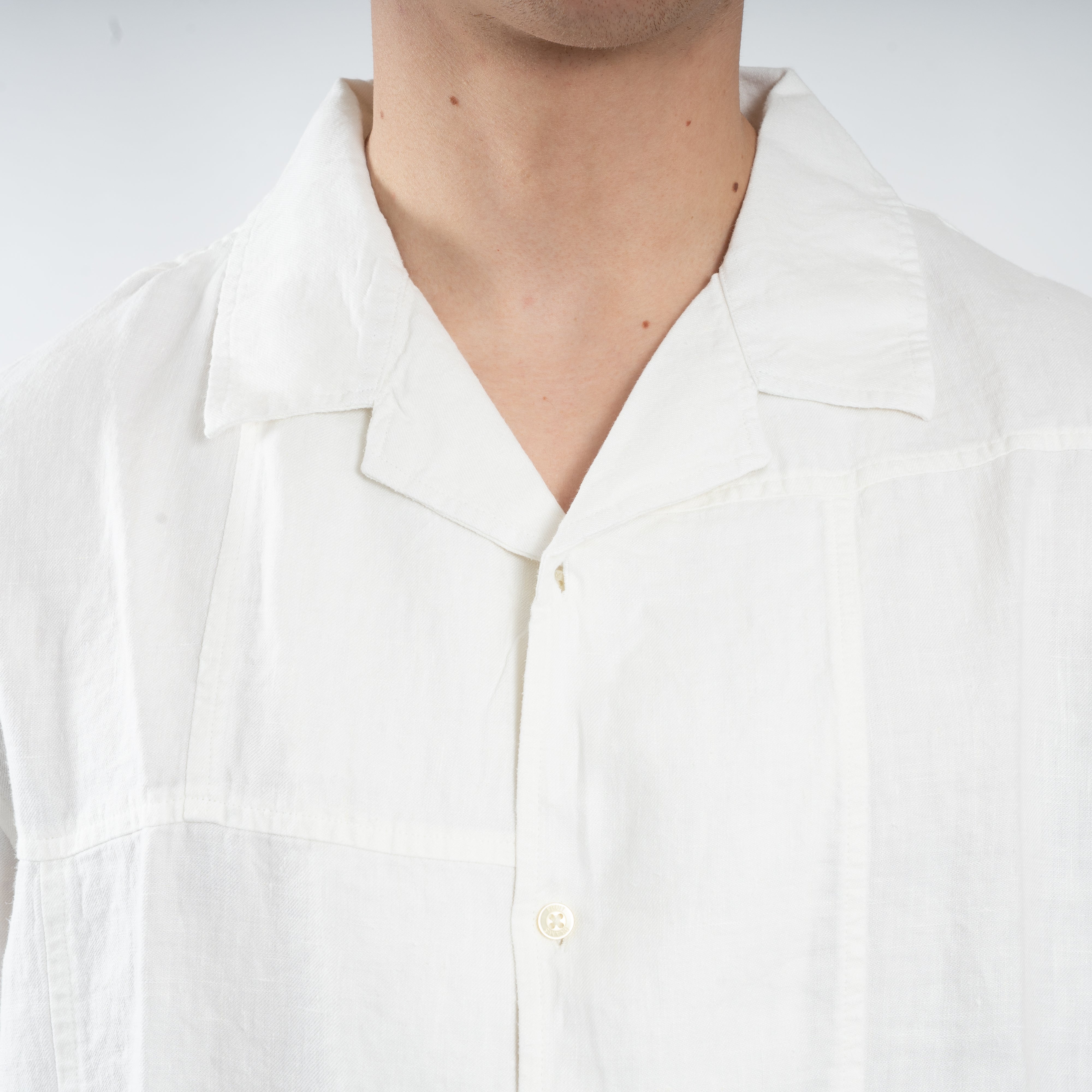 Bram's Fruit Linnen Korte Mouwen Overhemd Wit | LINEN REPAIR SHIRT