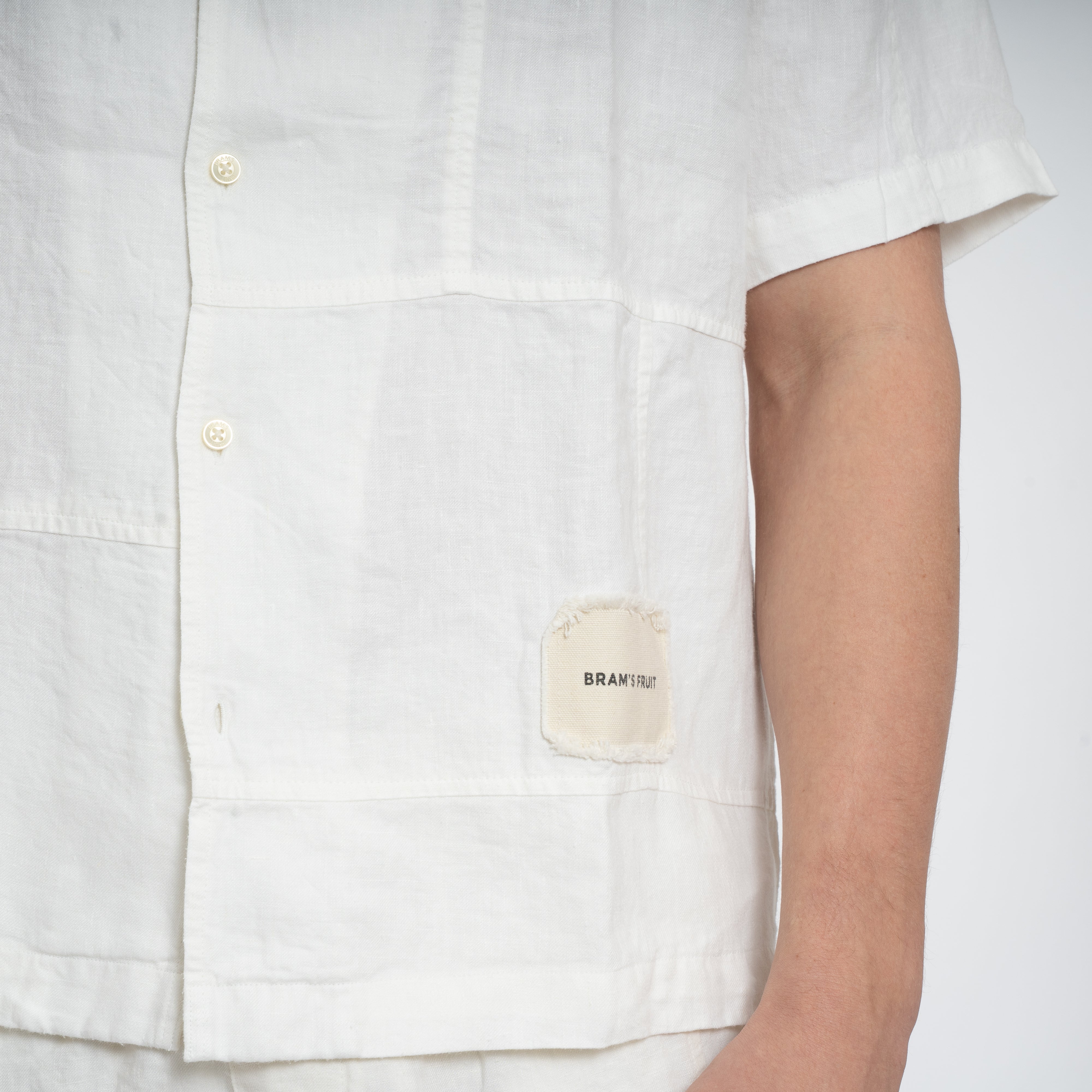 Bram's Fruit Linnen Korte Mouwen Overhemd Wit | LINEN REPAIR SHIRT