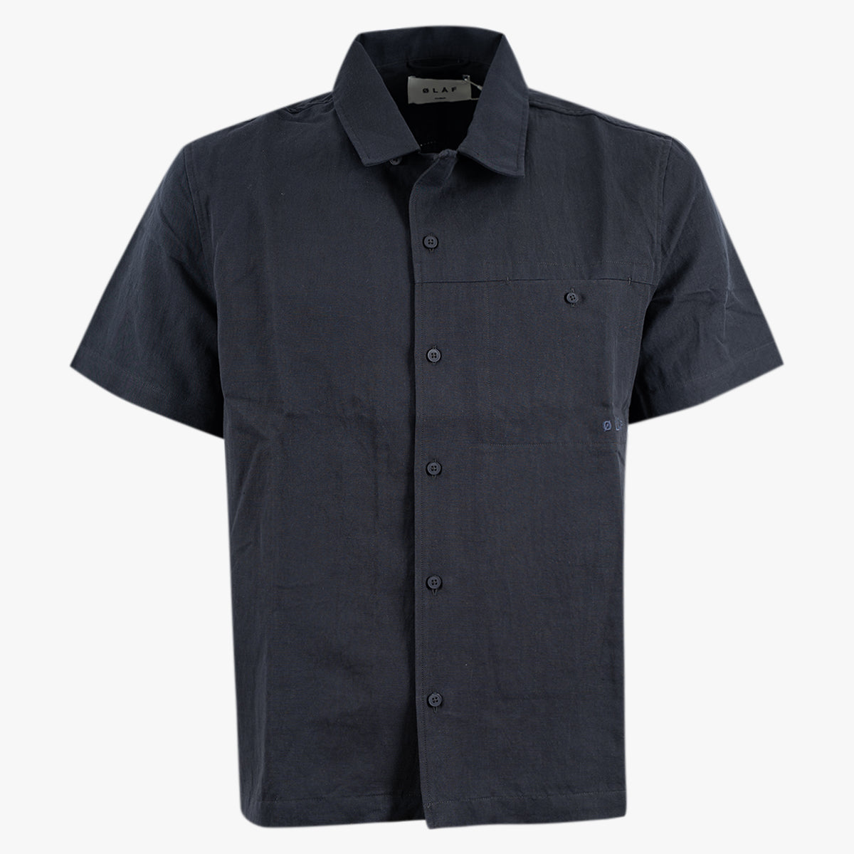 Olaf Korte Mouwen Overhemd Donkerblauw | Sun Linen Shirt