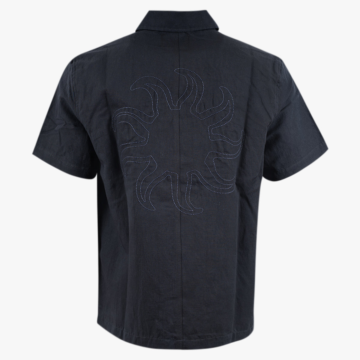 Olaf Korte Mouwen Overhemd Donkerblauw | Sun Linen Shirt