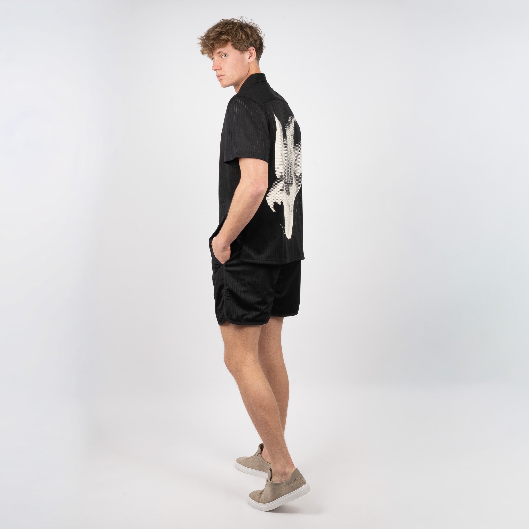 Filling Pieces Overhemd Korte Mouw Zwart | Resort Shirt