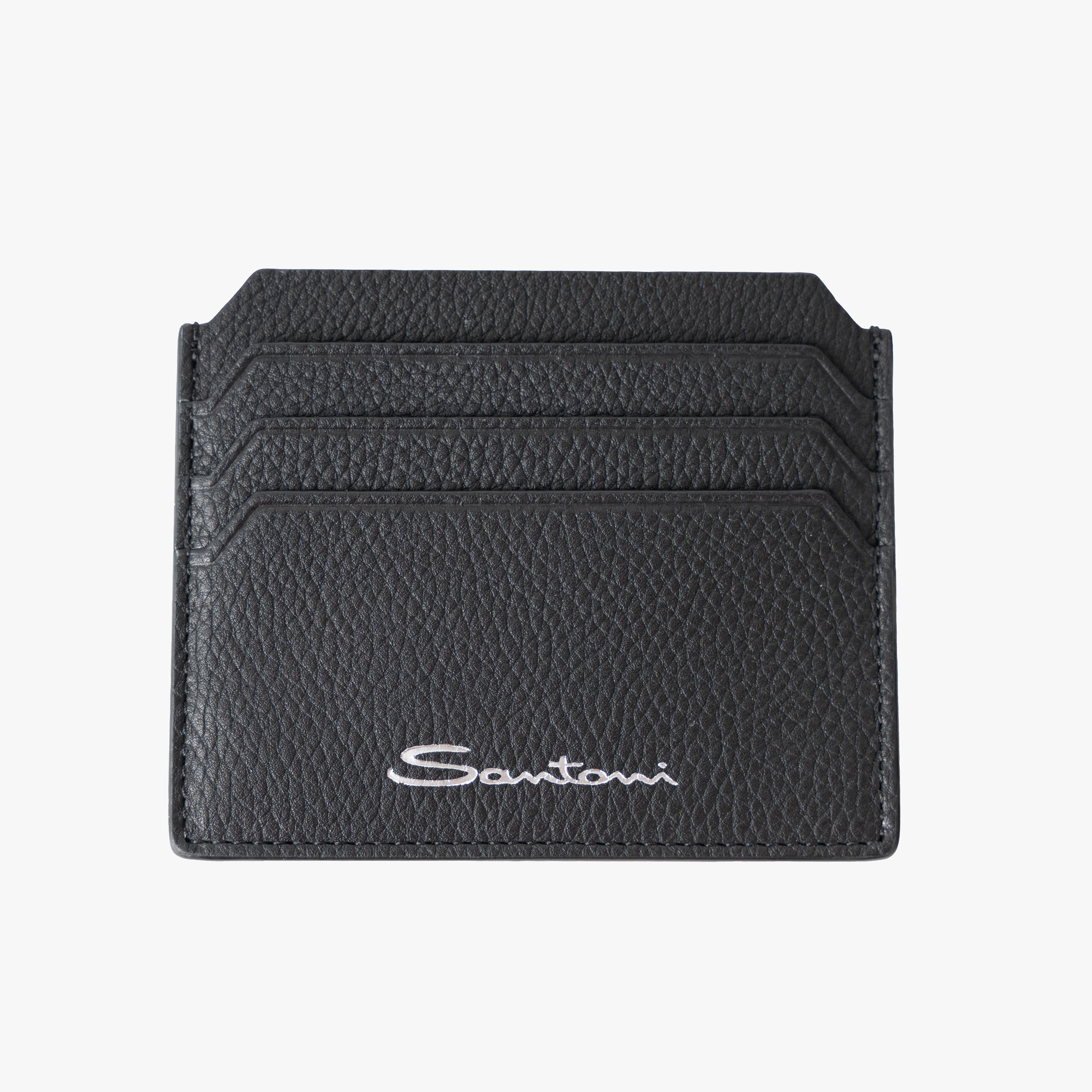 Santoni Pasjeshouder Zwart | Tumbled Leather