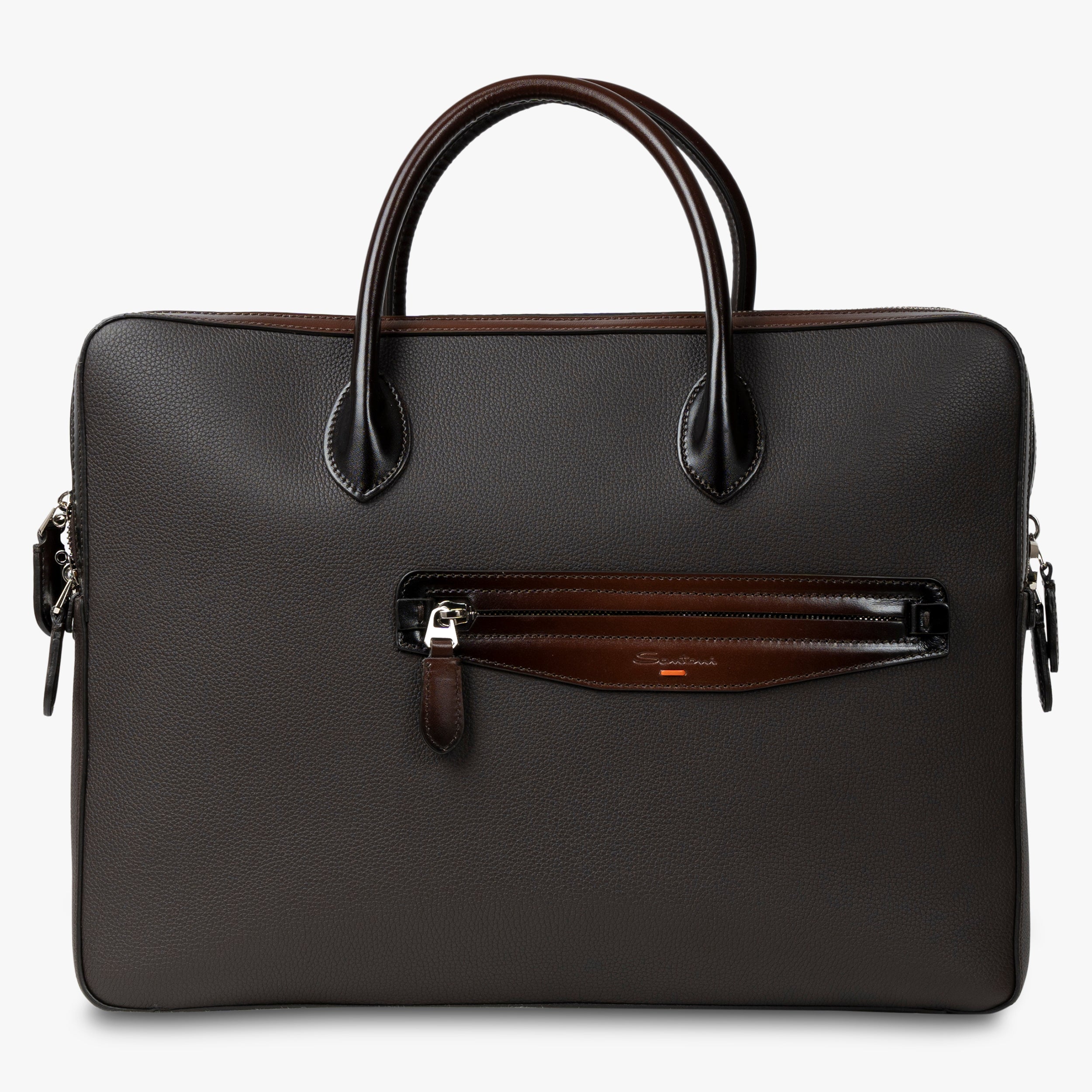 Santoni Laptop Tas Bruin | Velatura Finish