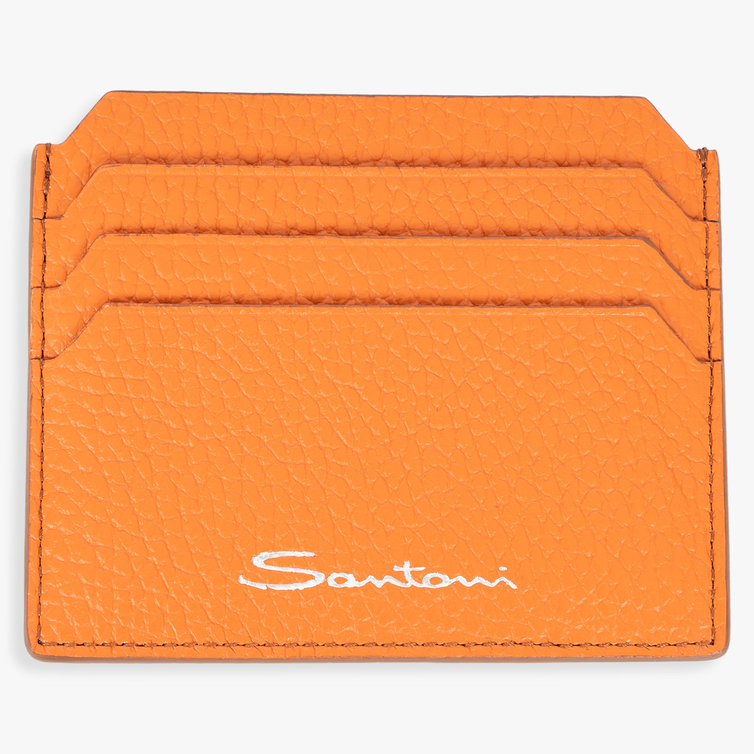 Santoni Pasjeshouder Oranje | Tumbled Leather
