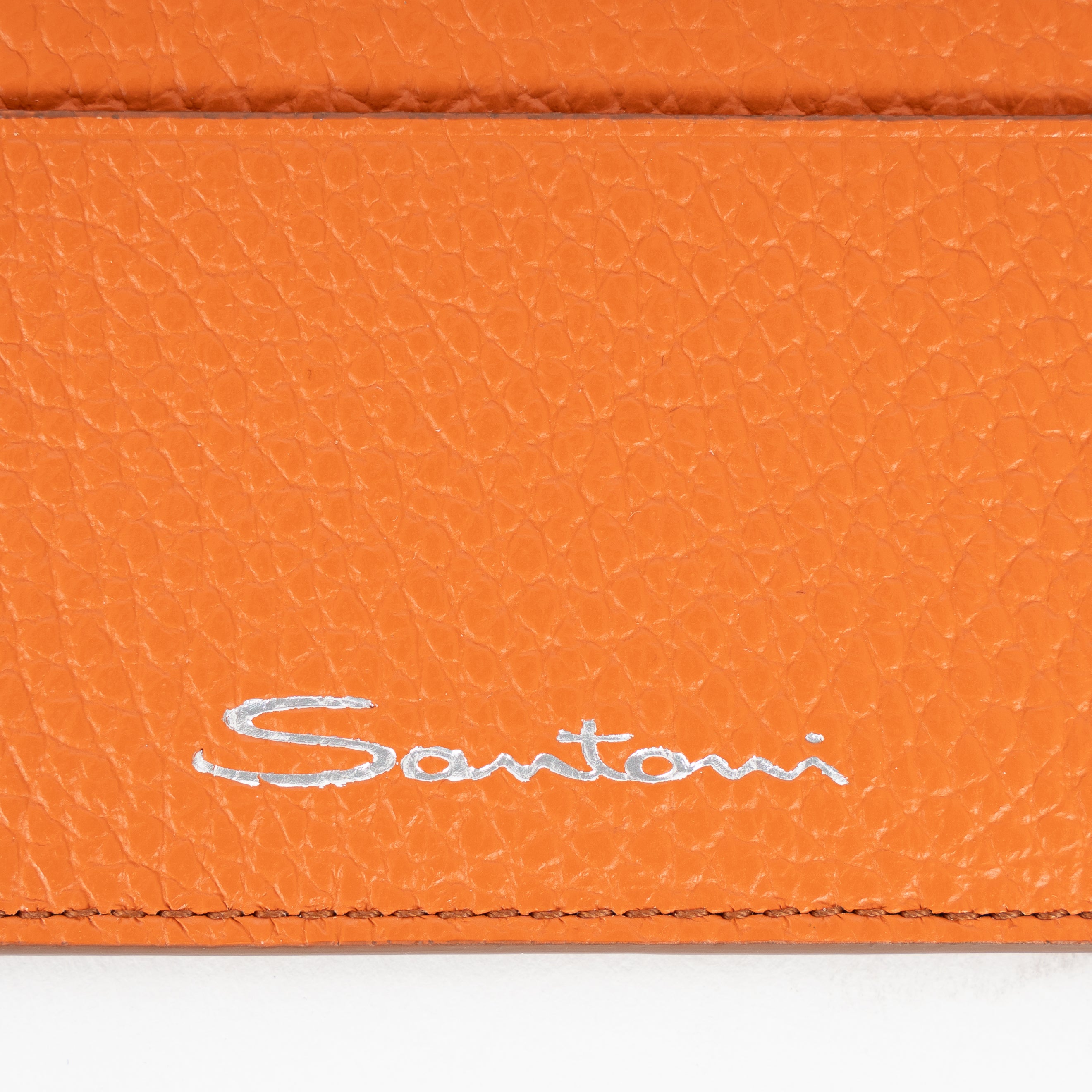 Santoni Pasjeshouder Oranje | Tumbled Leather