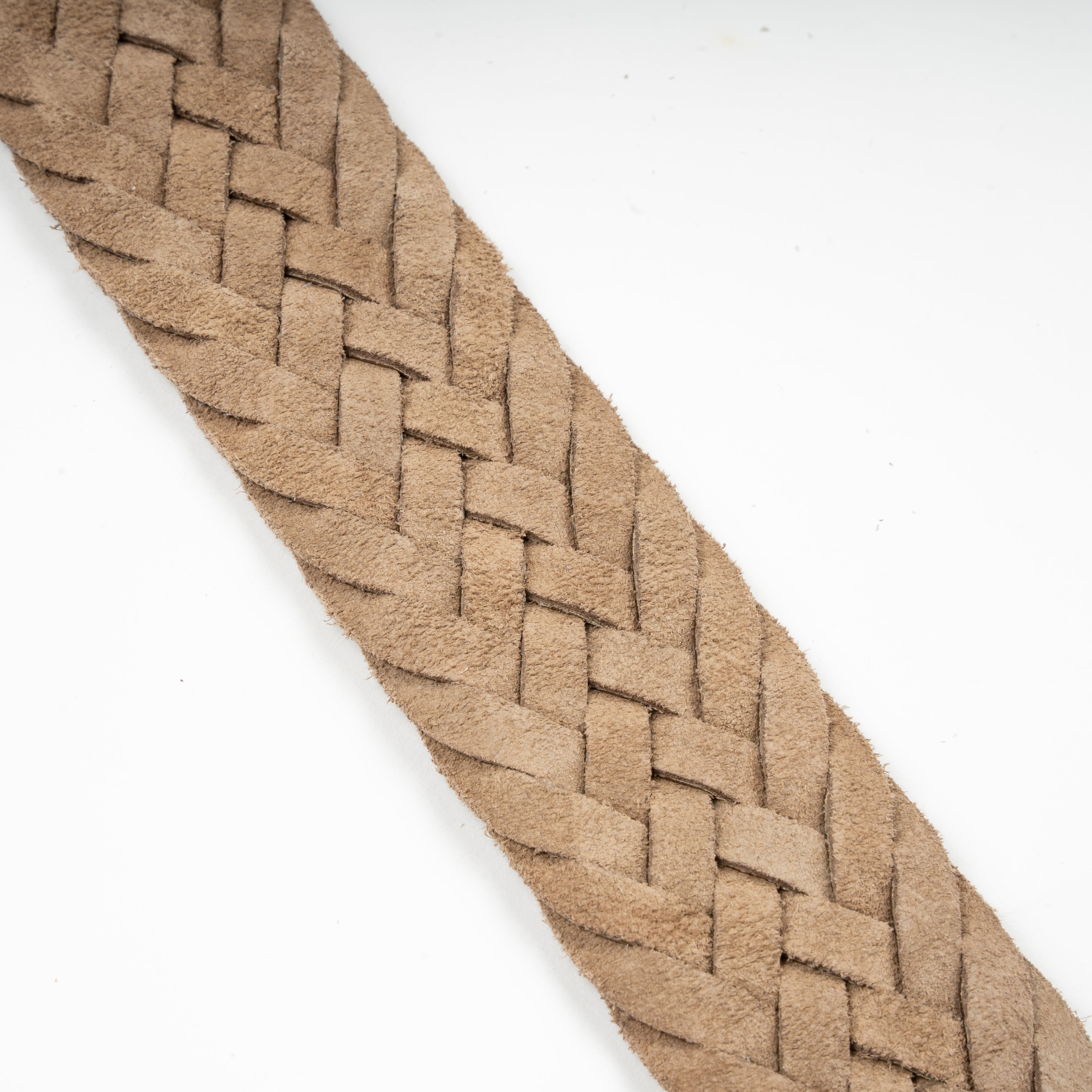 Athison Gevlochten Suede Riem Beige