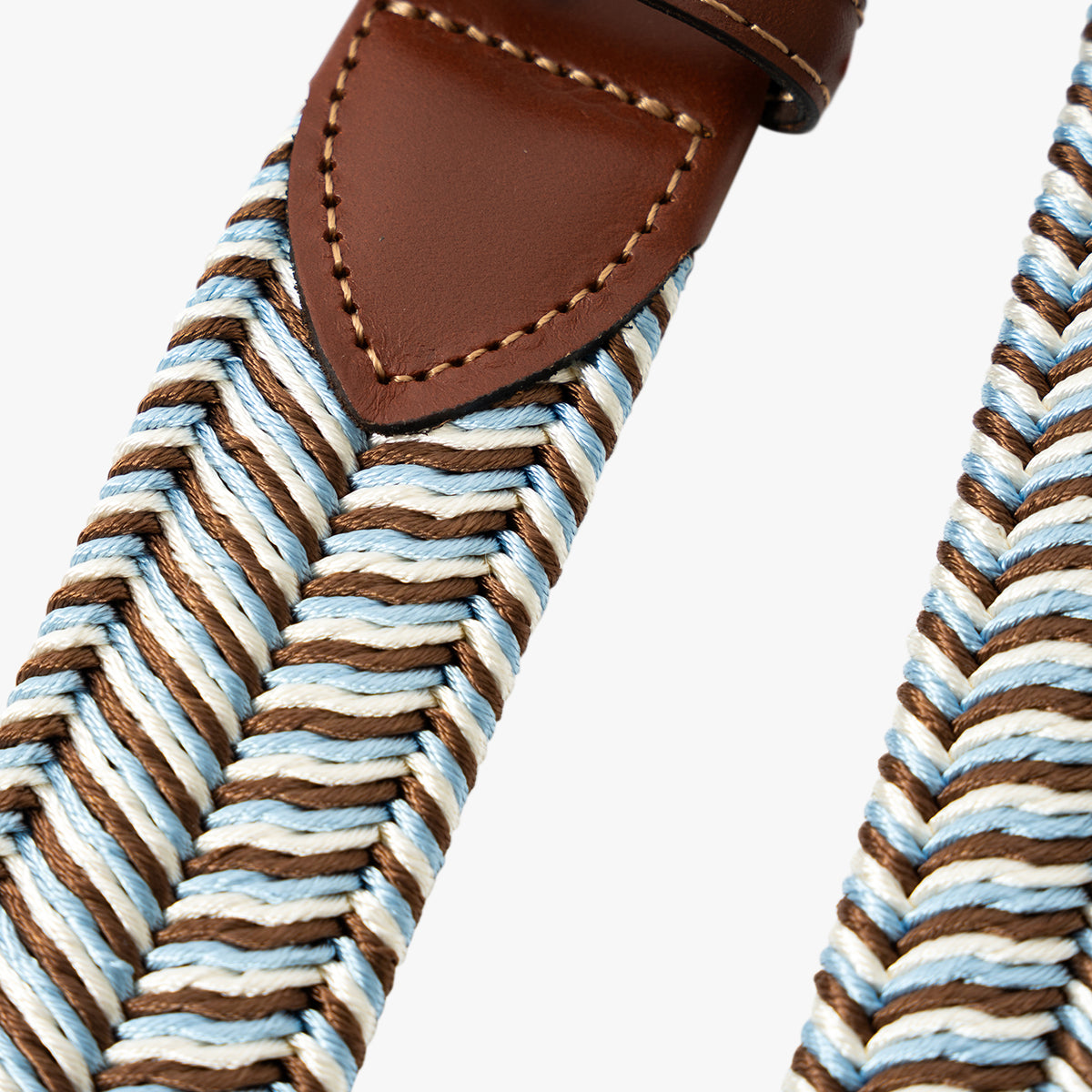 Athison Gevlochten riem Lichtblauw, Beige en Bruin