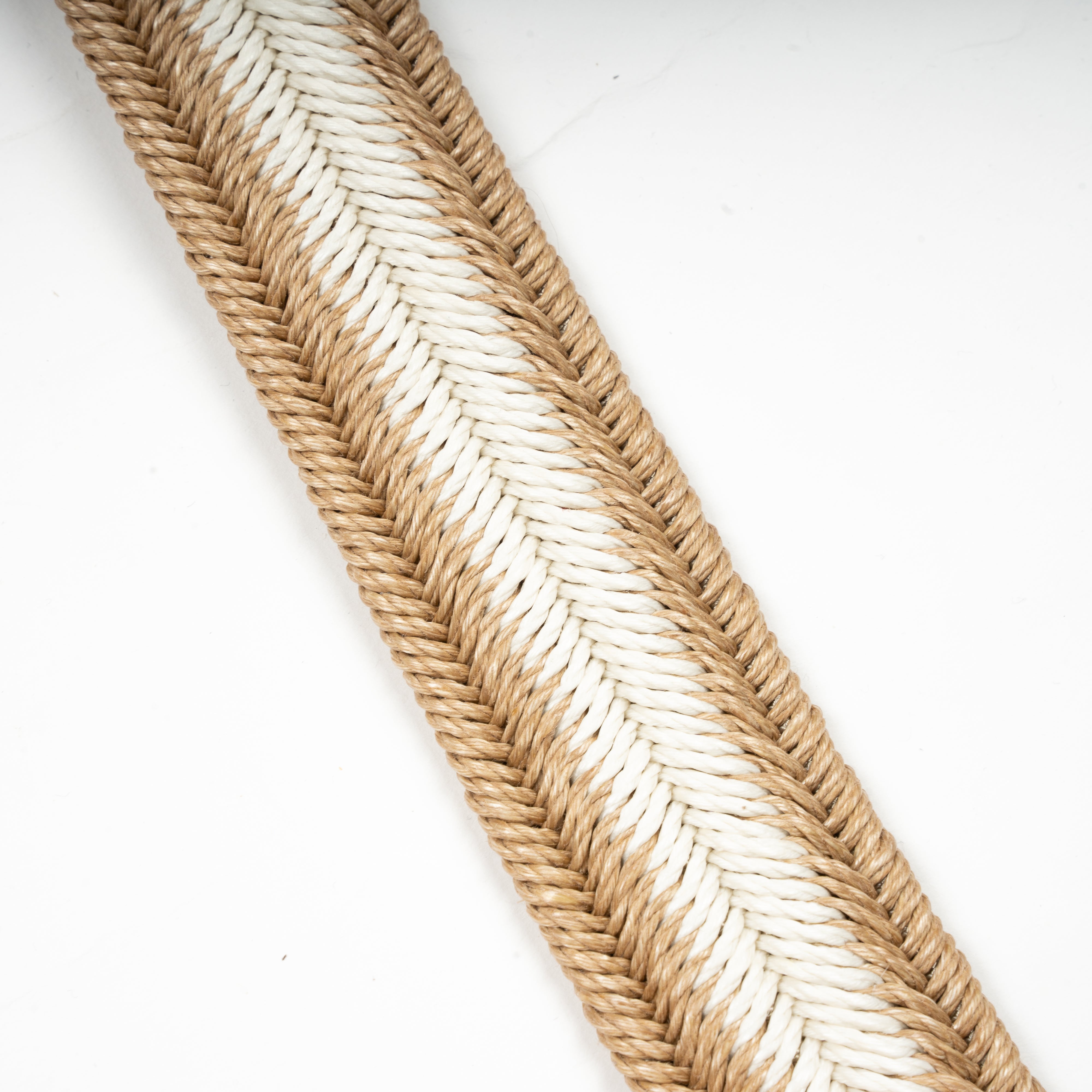 Athison Gevlochten Stretch Riem | Beige & Wit