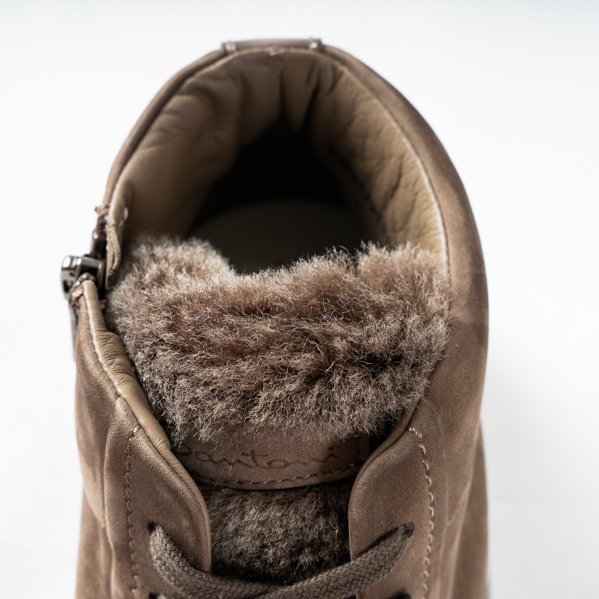 Santoni High-Top Sneaker Beige | Double Buckle Fur