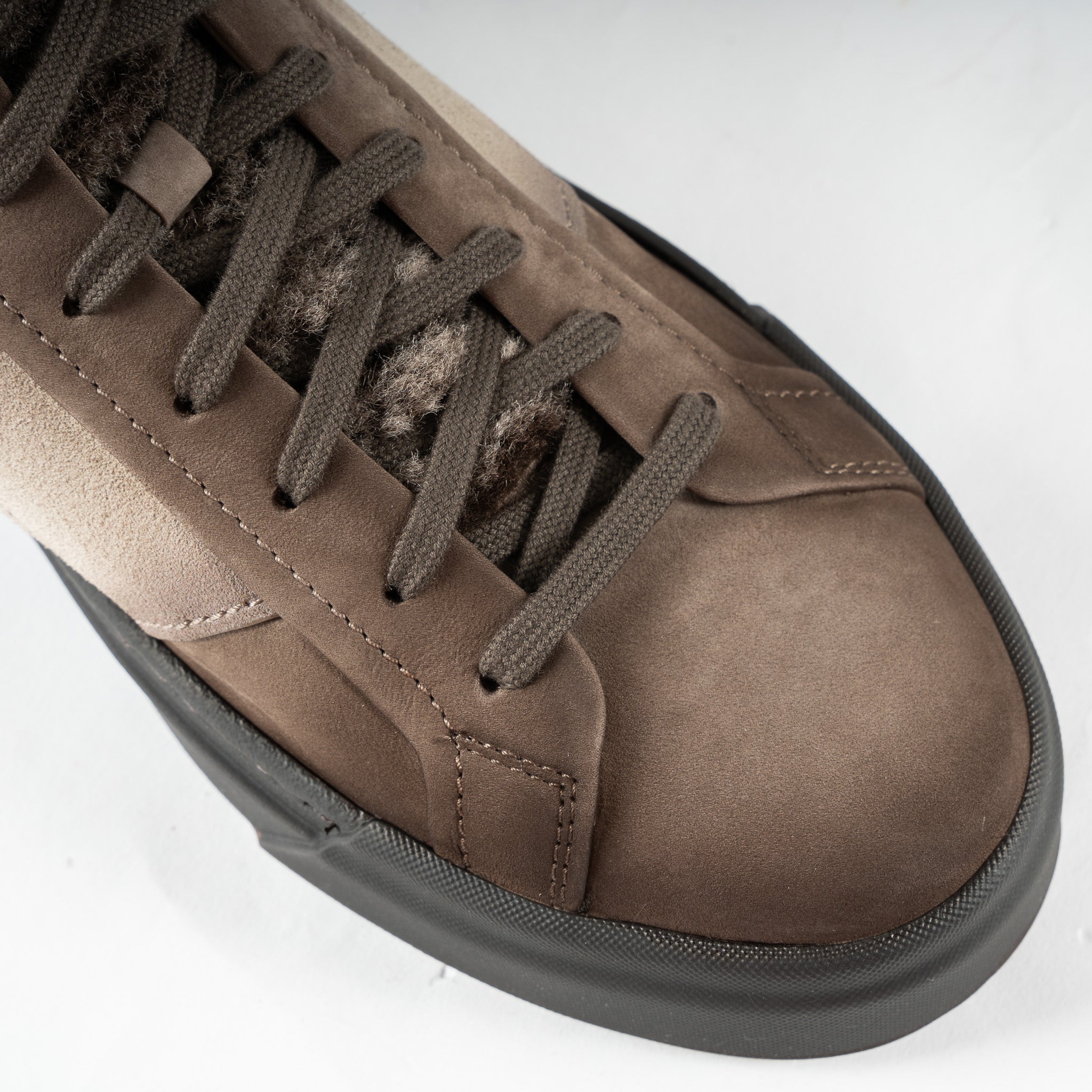 Santoni High-Top Sneaker Beige | Double Buckle Fur