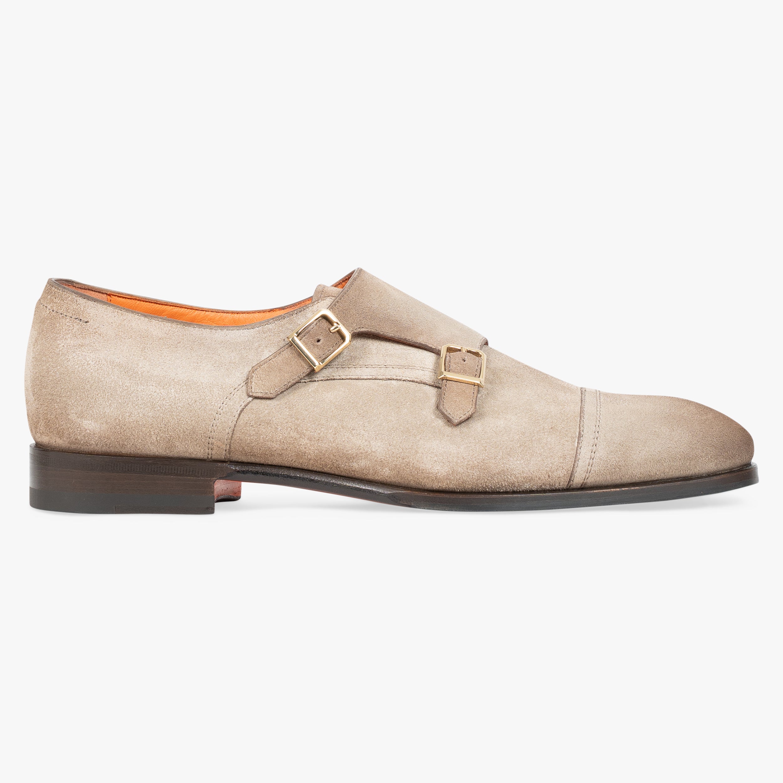 Santoni Dubbele Gespschoen Beige Suède