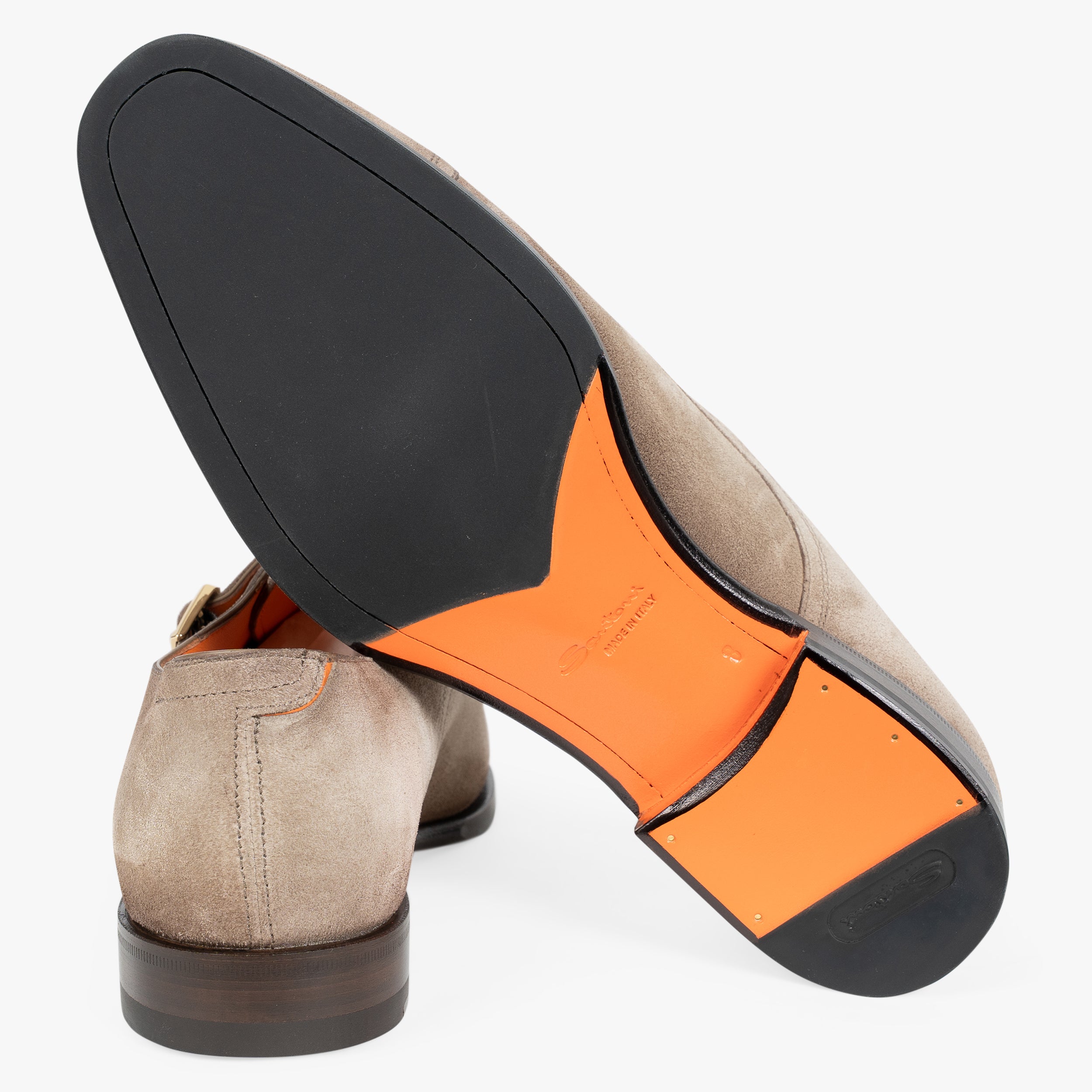 Santoni Dubbele Gespschoen Beige Suède