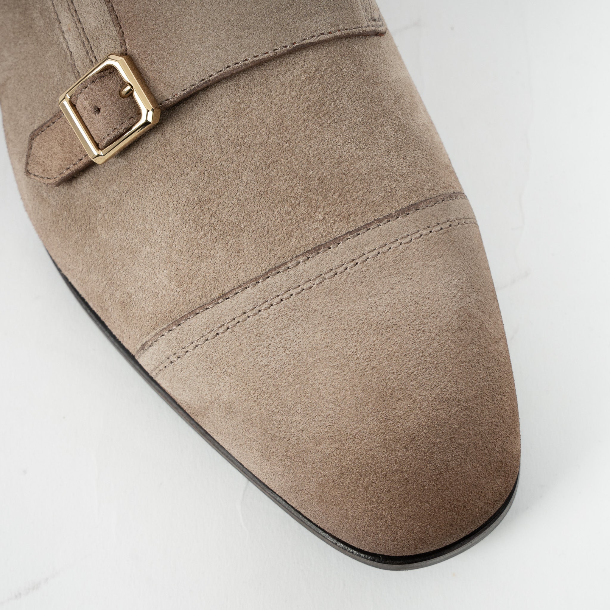 Santoni Dubbele Gespschoen Beige Suède