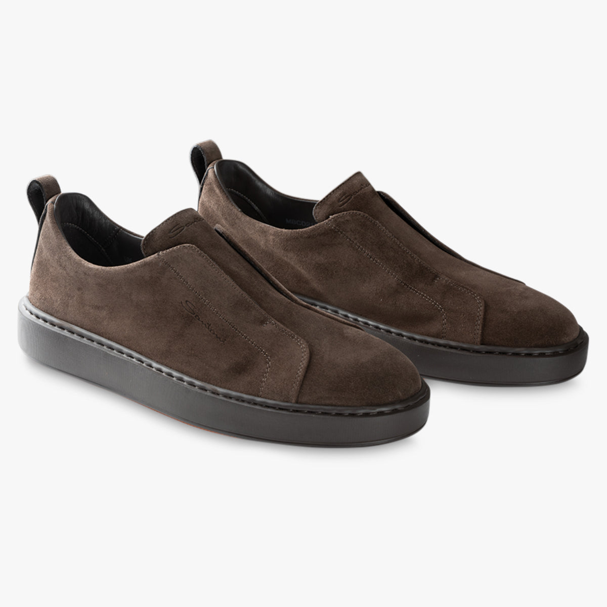 Santoni Slip-on Sneaker Donkerbruin Suède