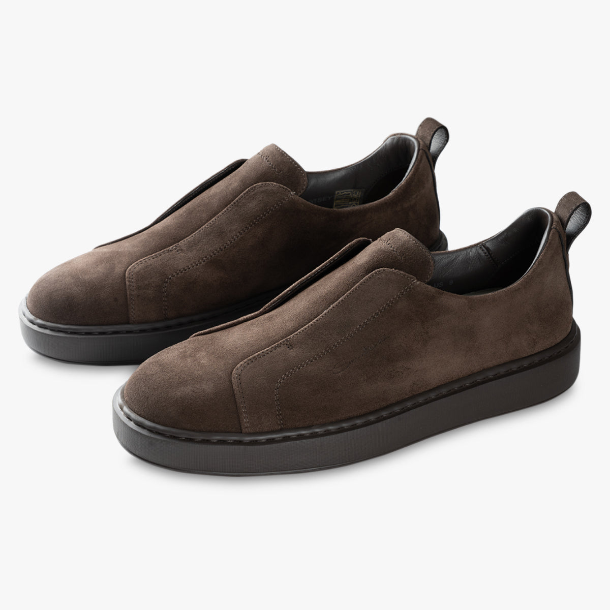 Santoni Slip-on Sneaker Donkerbruin Suède